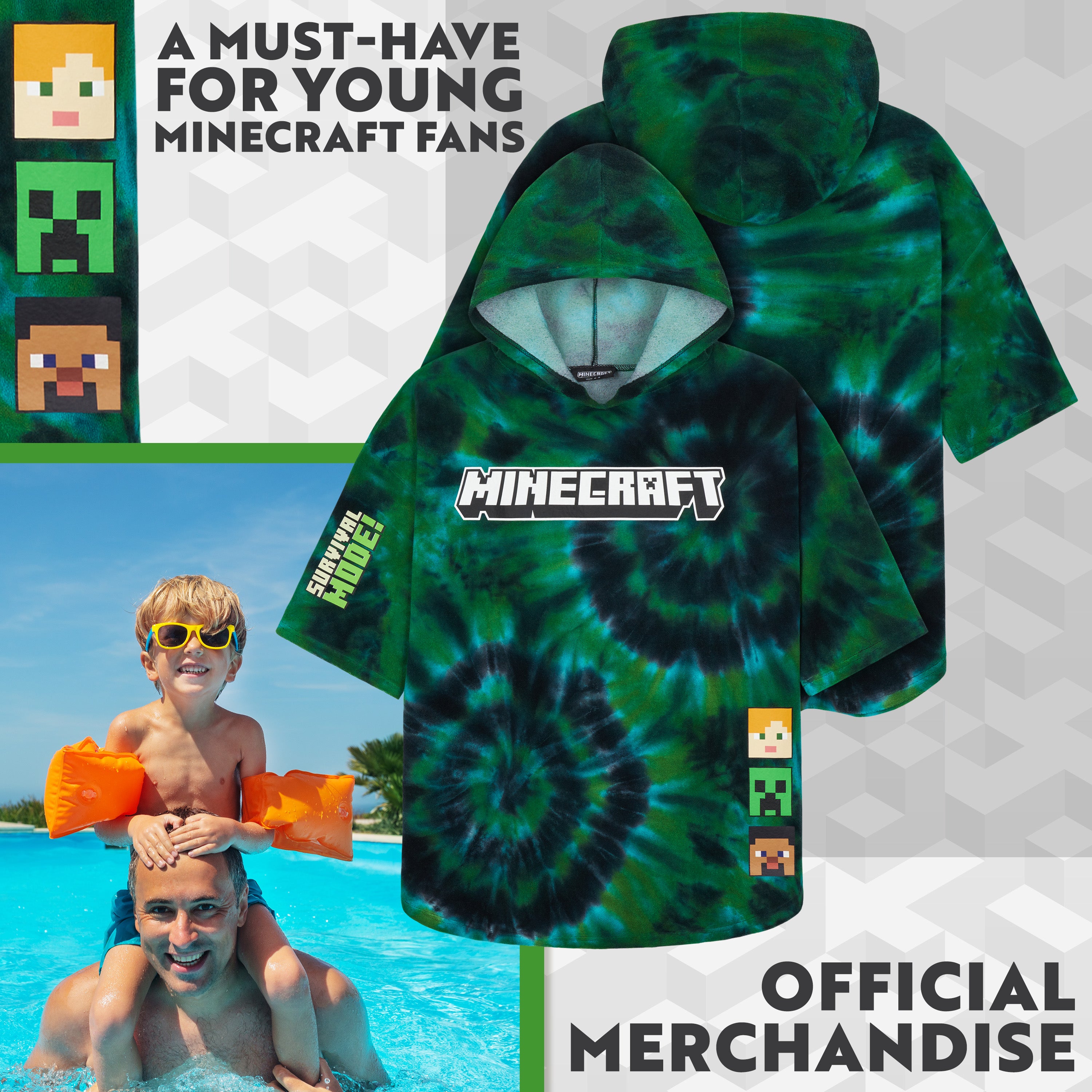 minecraft-poncho-serviette-capuche-6-9-ans-absorbant image 3