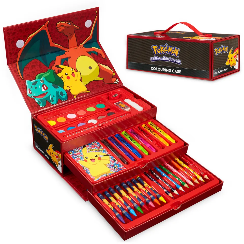 pok-mon-coffret-dessin-enfant-40-pi-ces-mallette-noir-rouge image 1