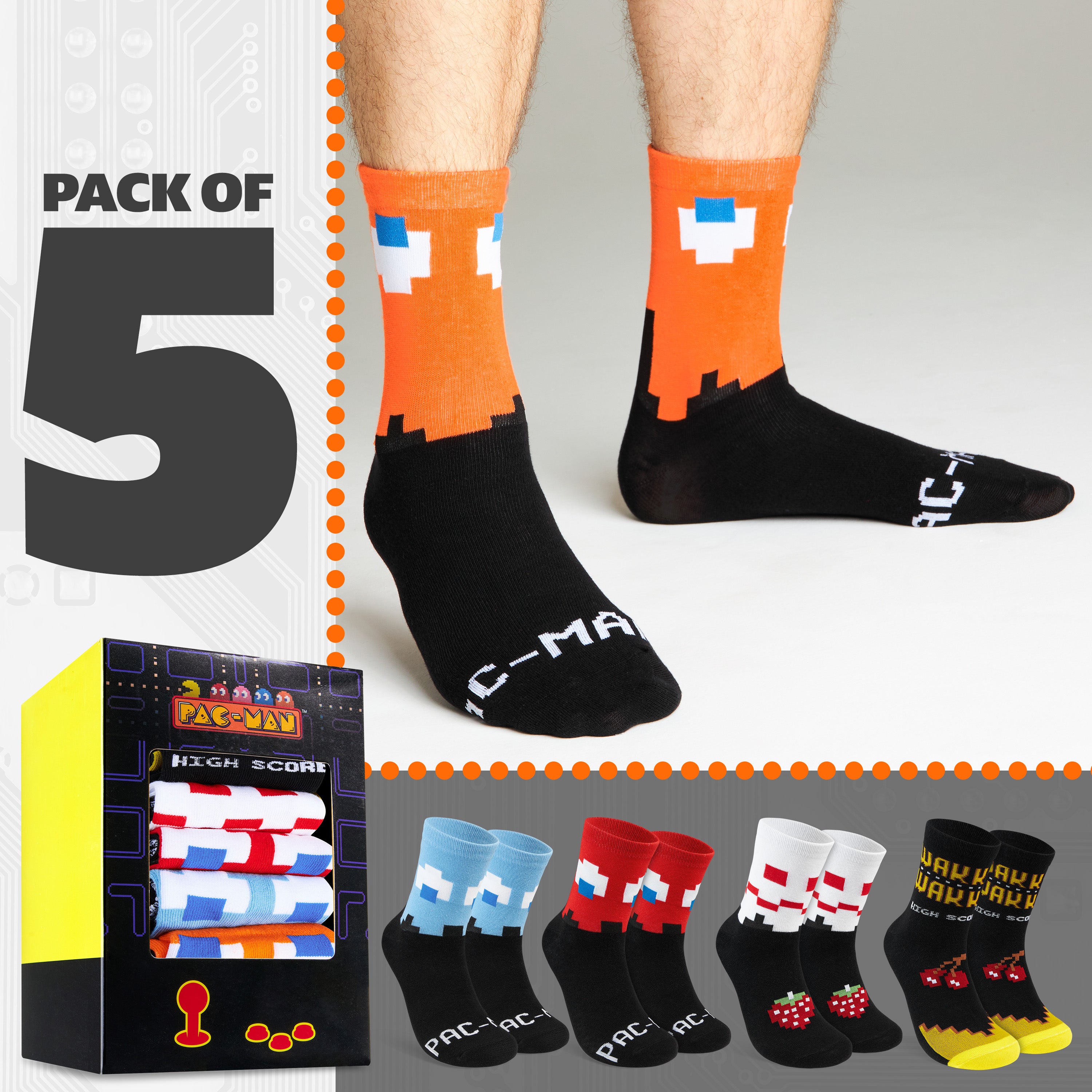 pac-man-chaussettes-homme-mi-mollet-lot-5-r-tro image 5