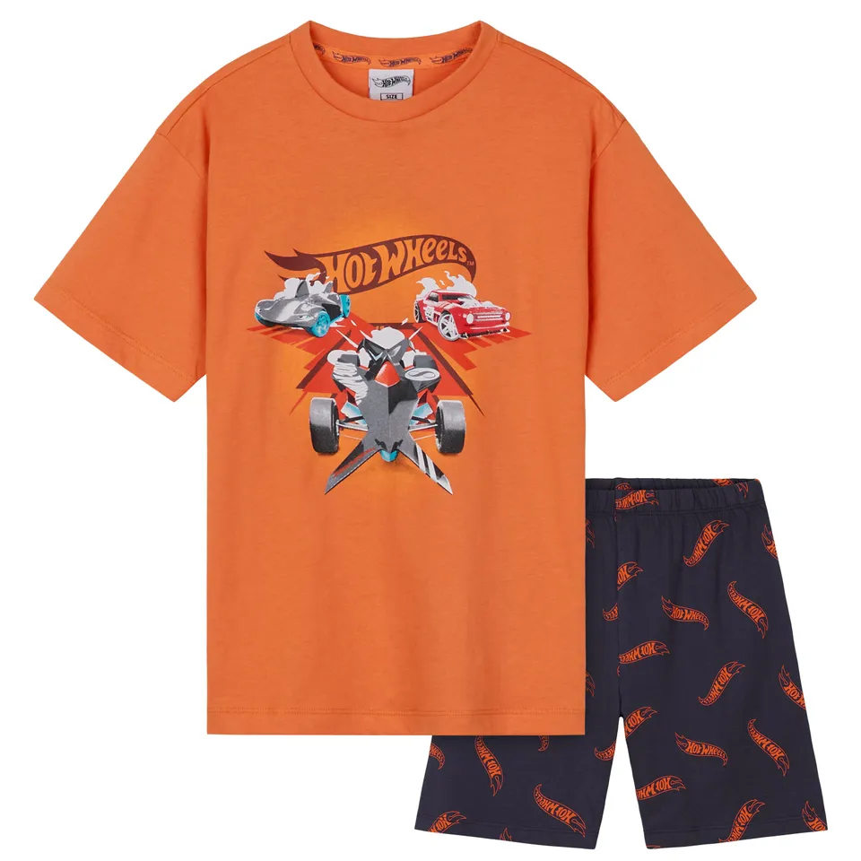 hot-wheels-pyjama-short-gar-on-2-pi-ces-orange-marine image 1