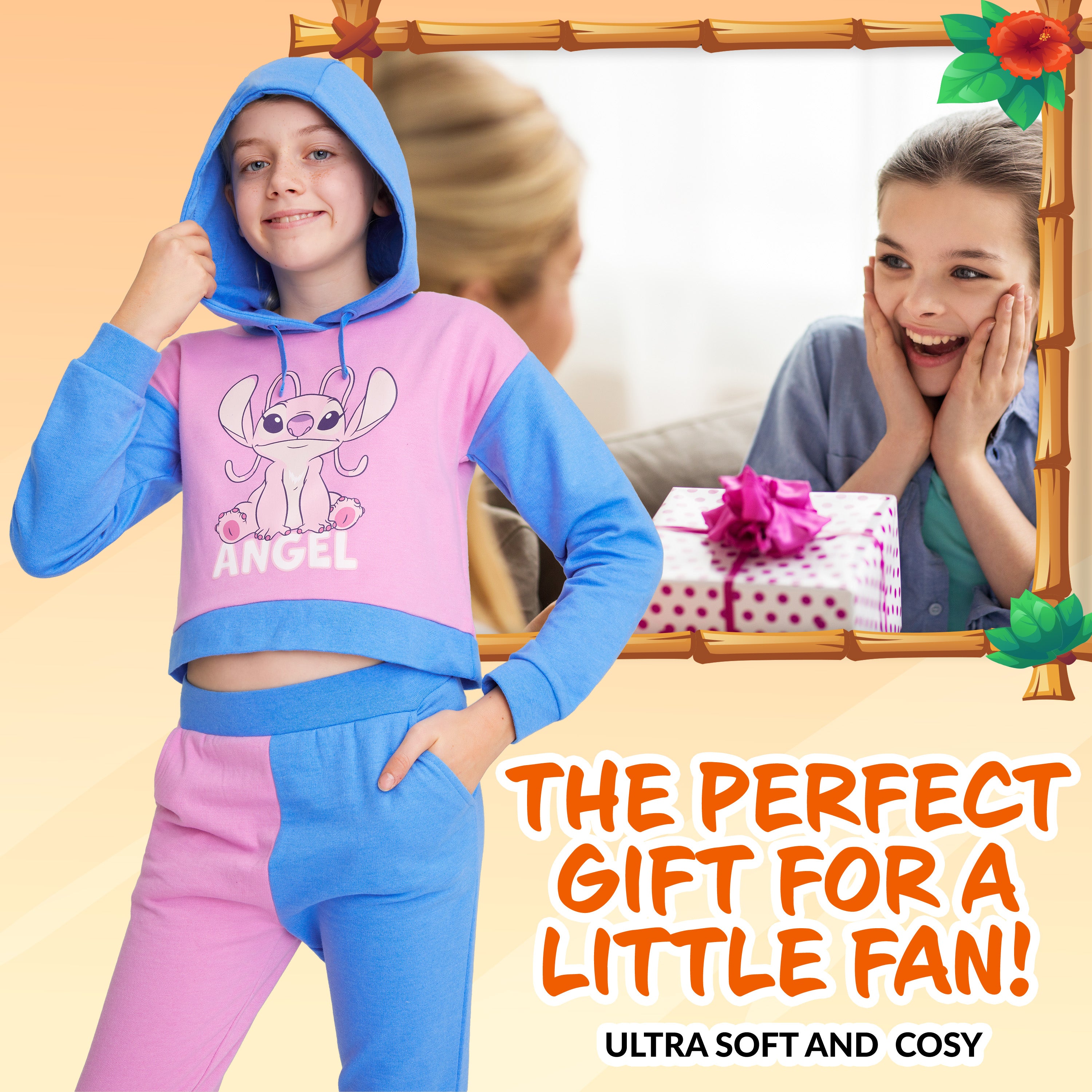 disney-sweat-stitch-fille-crop-capuche-coton-4-15-ans image 3