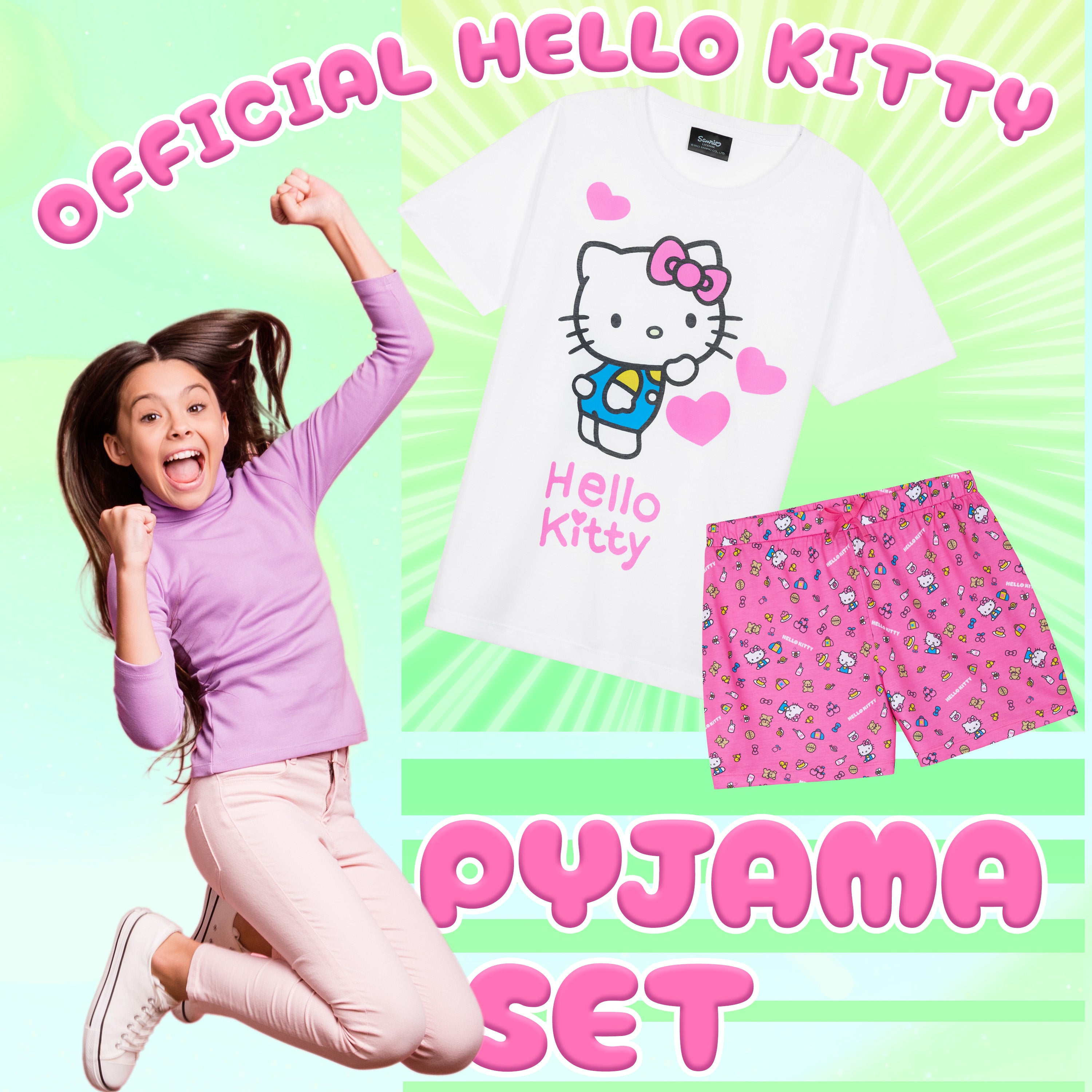 hello-kitty-pyjama-fille-court-manches-courtes-officiel image 2