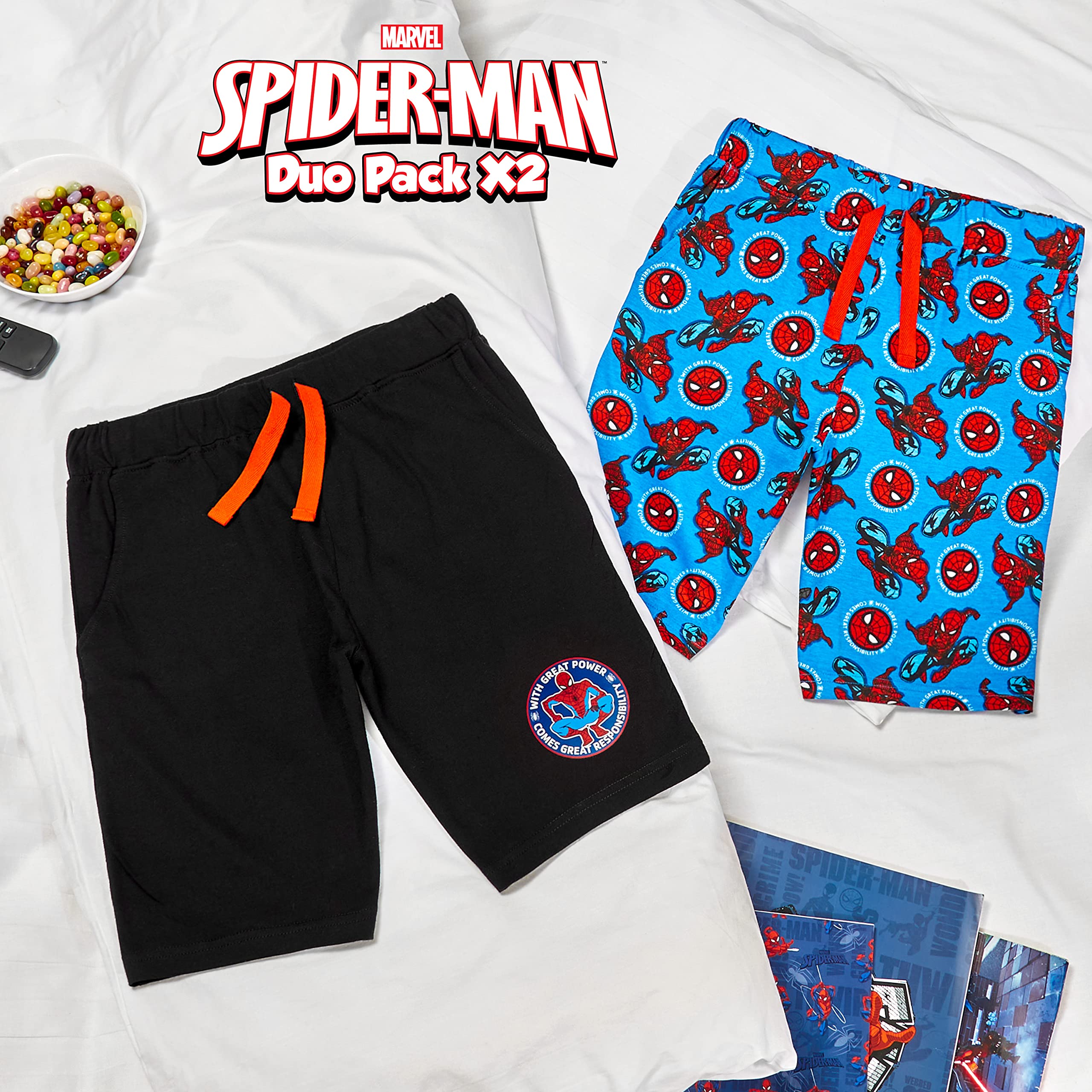 marvel-spider-man-short-gar-on-coton-lot-2-bermuda-poches-2-14-ans-2 image 2