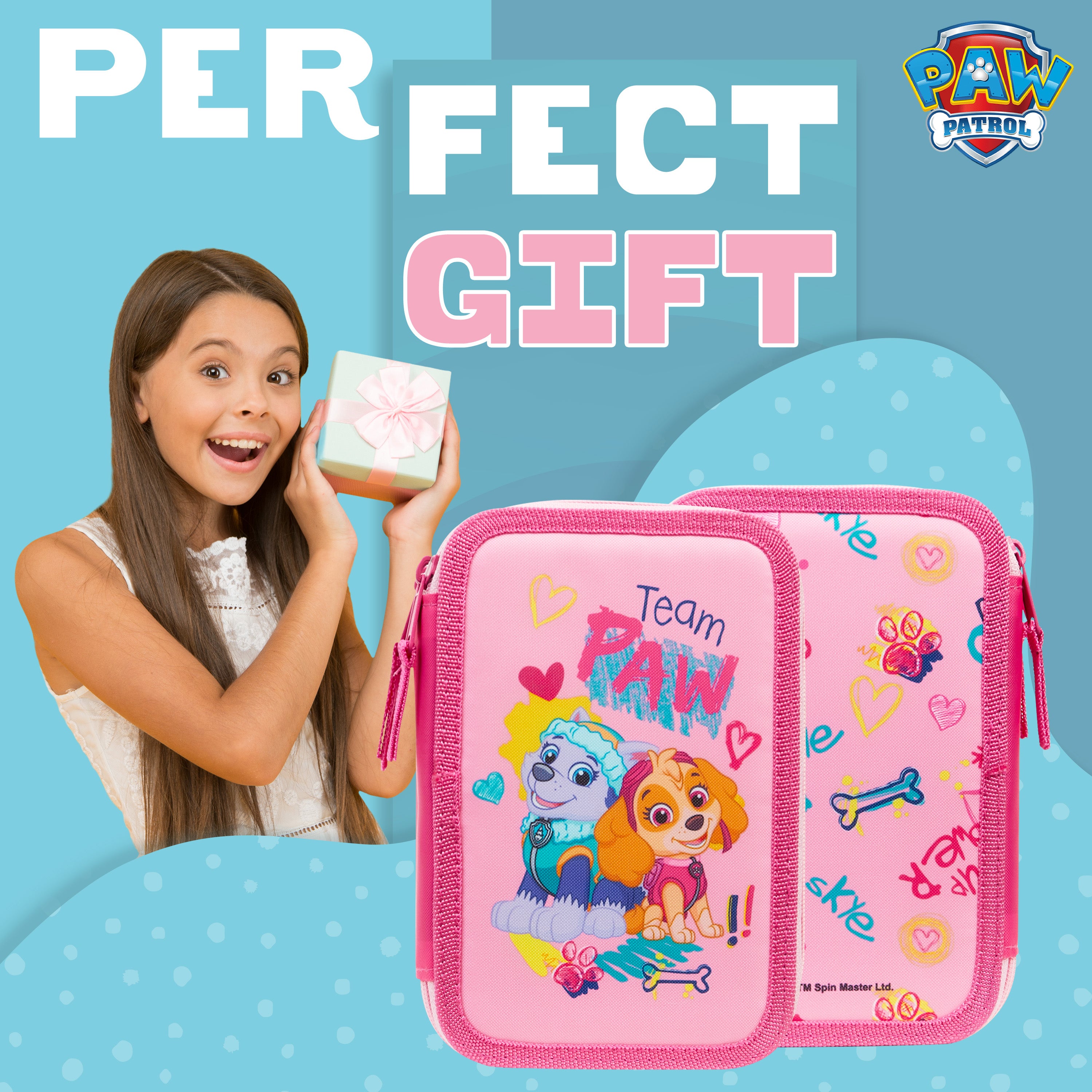 paw-patrol-trousse-garnie-enfant-rose-3-compartiments image 3