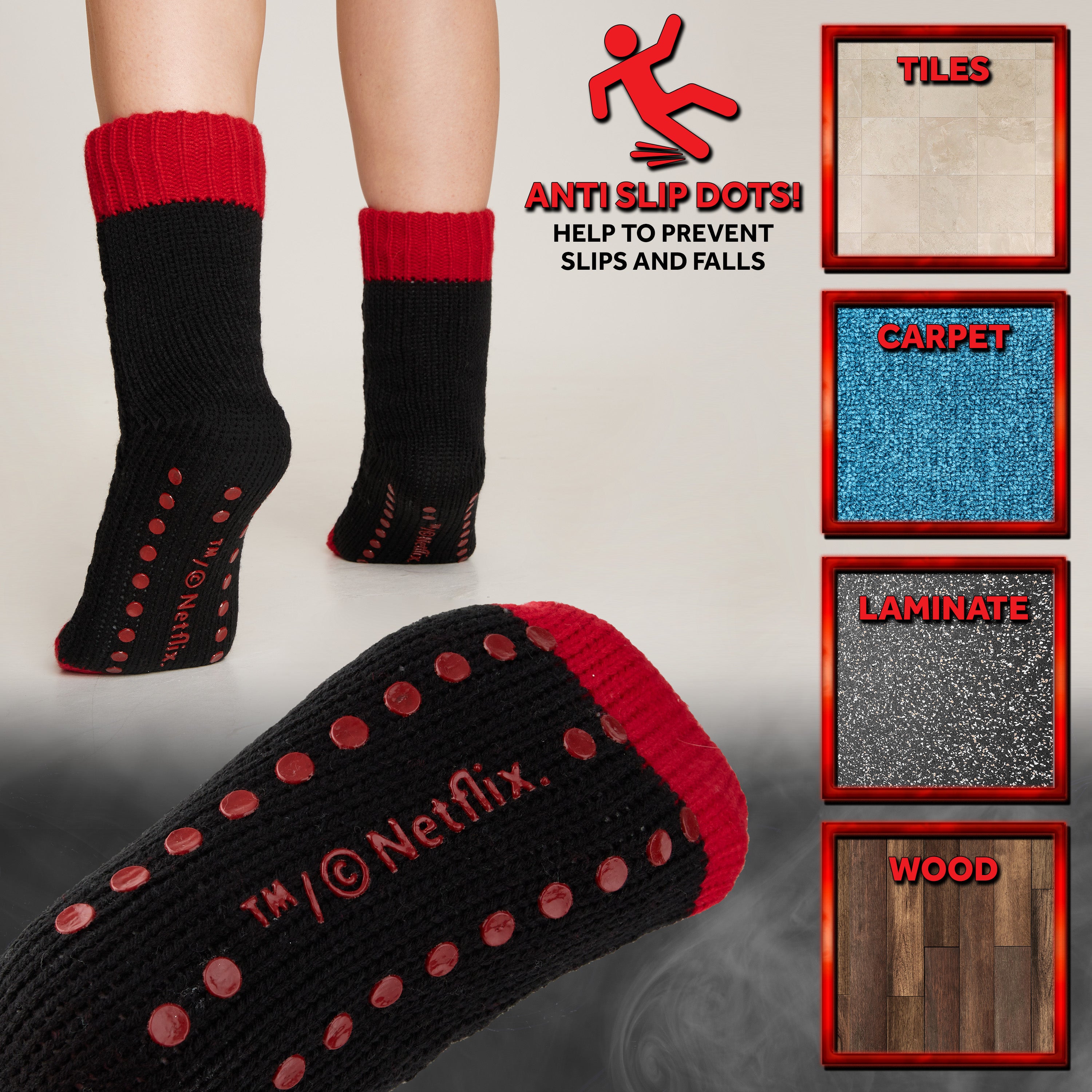 stranger-things-chaussettes-pilou-femme-antid-rapantes-noir image 4