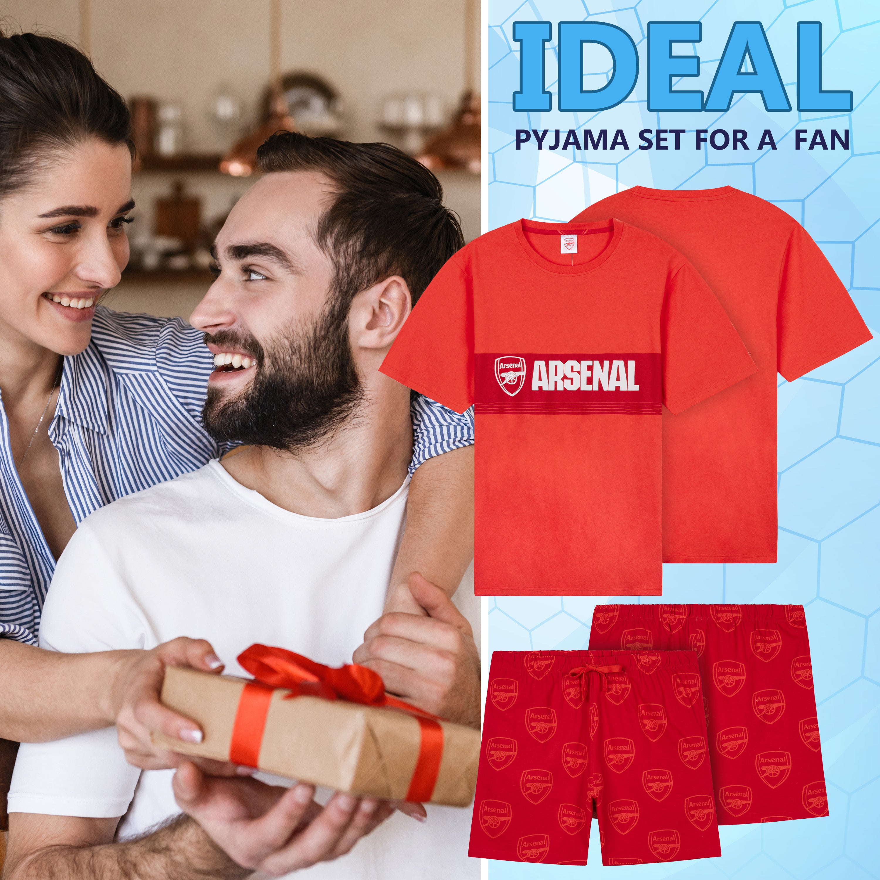 get-trend-arsenal-pyjama-court-homme-coton-rouge-taille-m image 3
