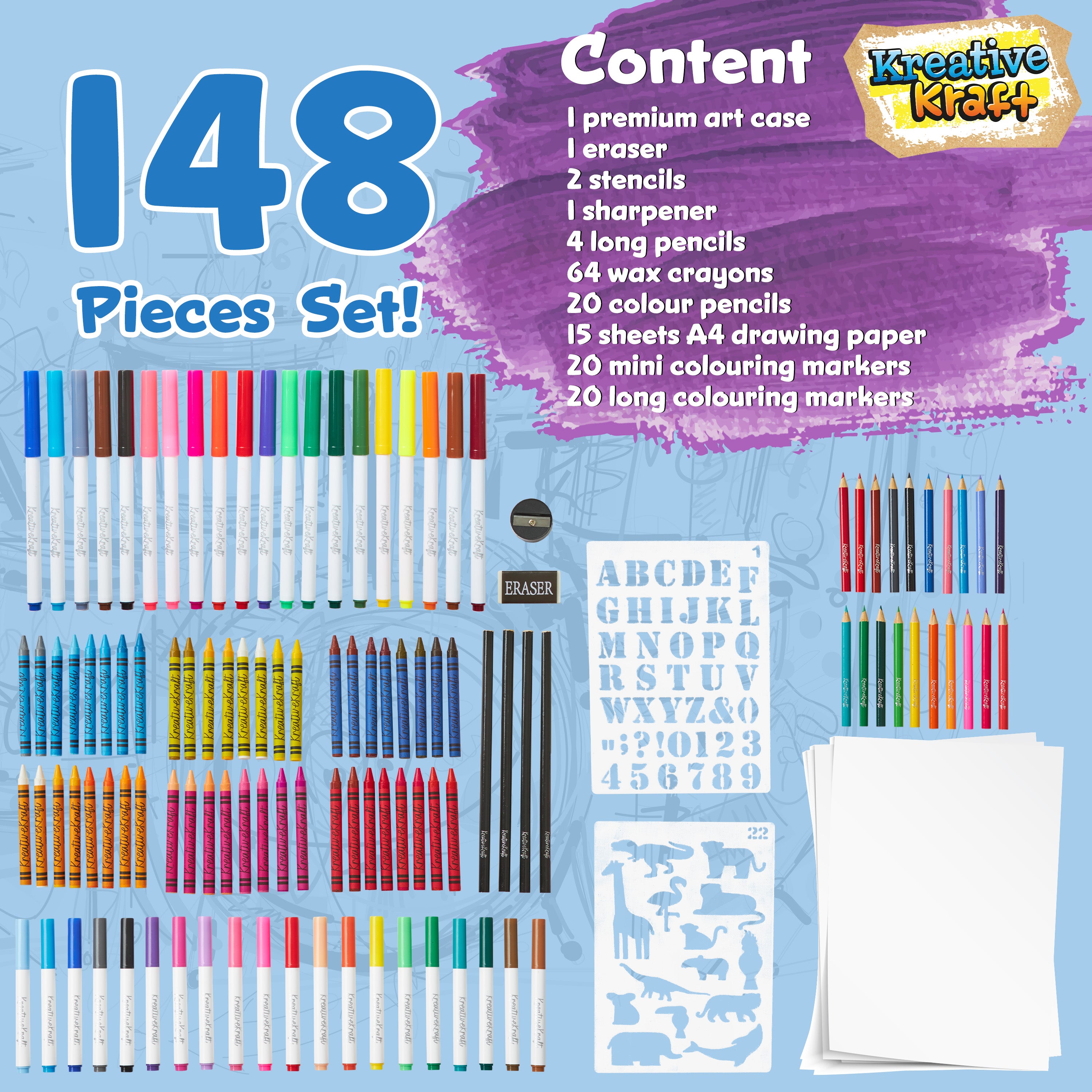 kreativekraft-coffret-dessin-148-pi-ces-mallette-enfant image 6