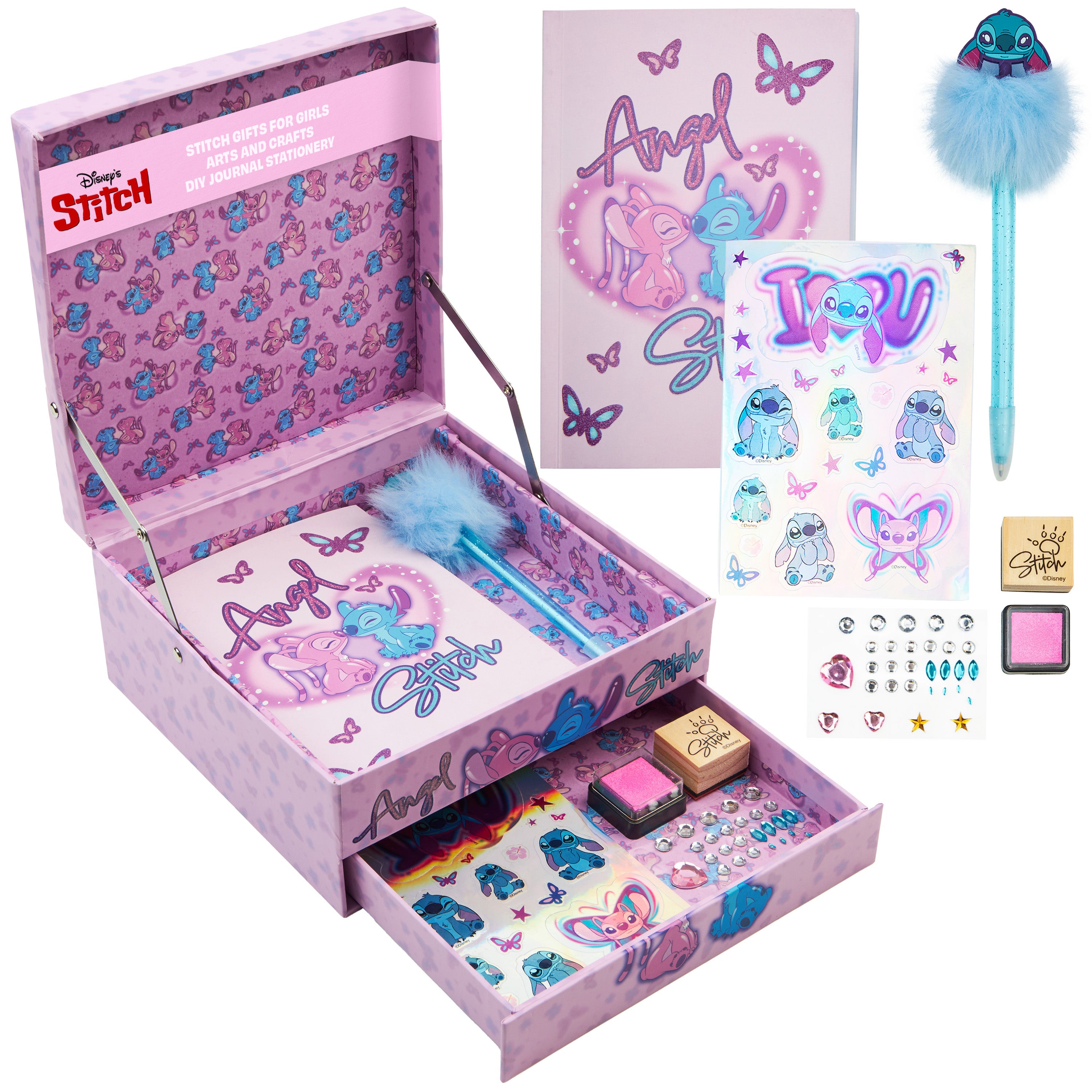disney-stitch-carnet-journal-intime-kit-papeterie-rose-stickers image 3