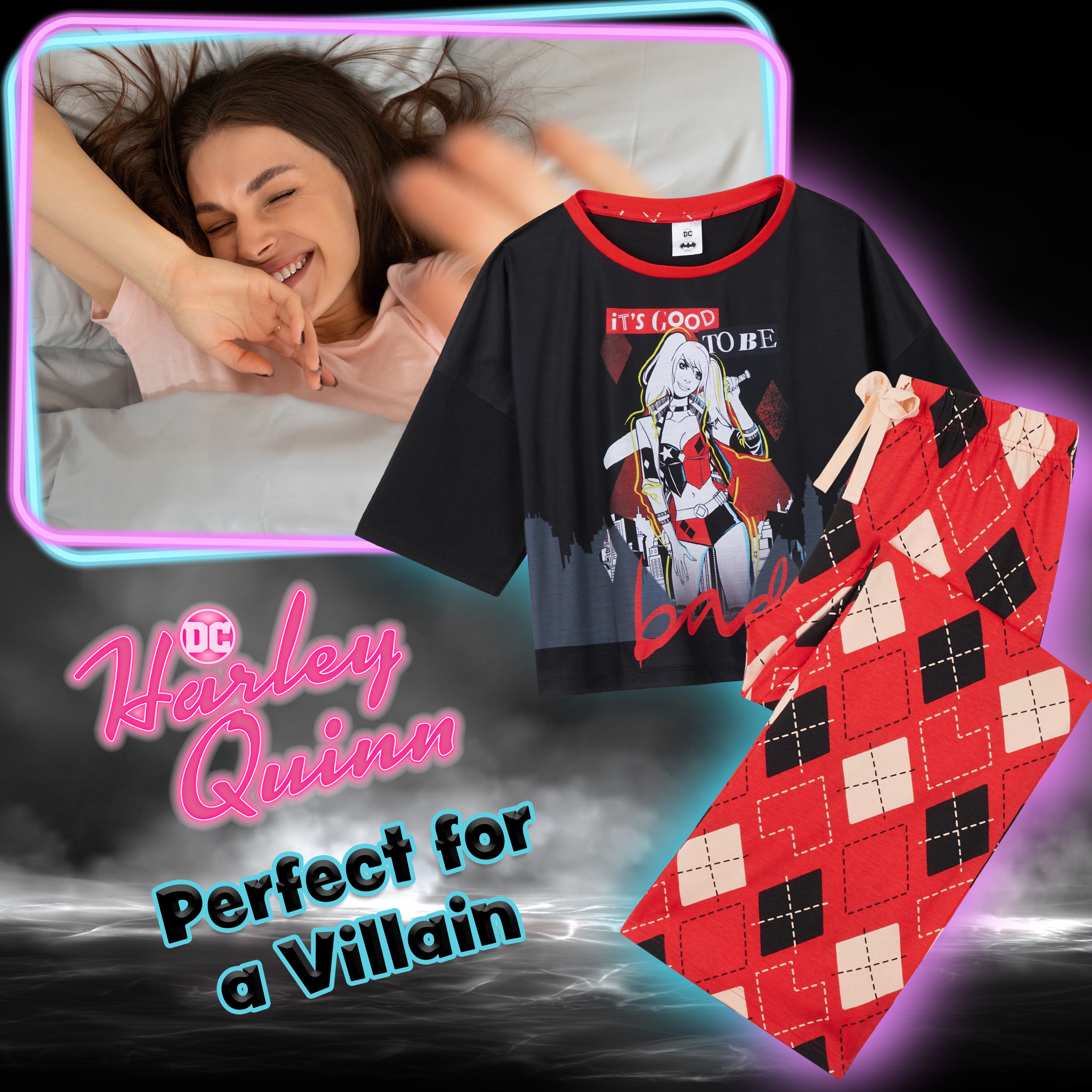 harley-quinn-ensemble-pyjama-long-femme-coton-dc-comics image 2