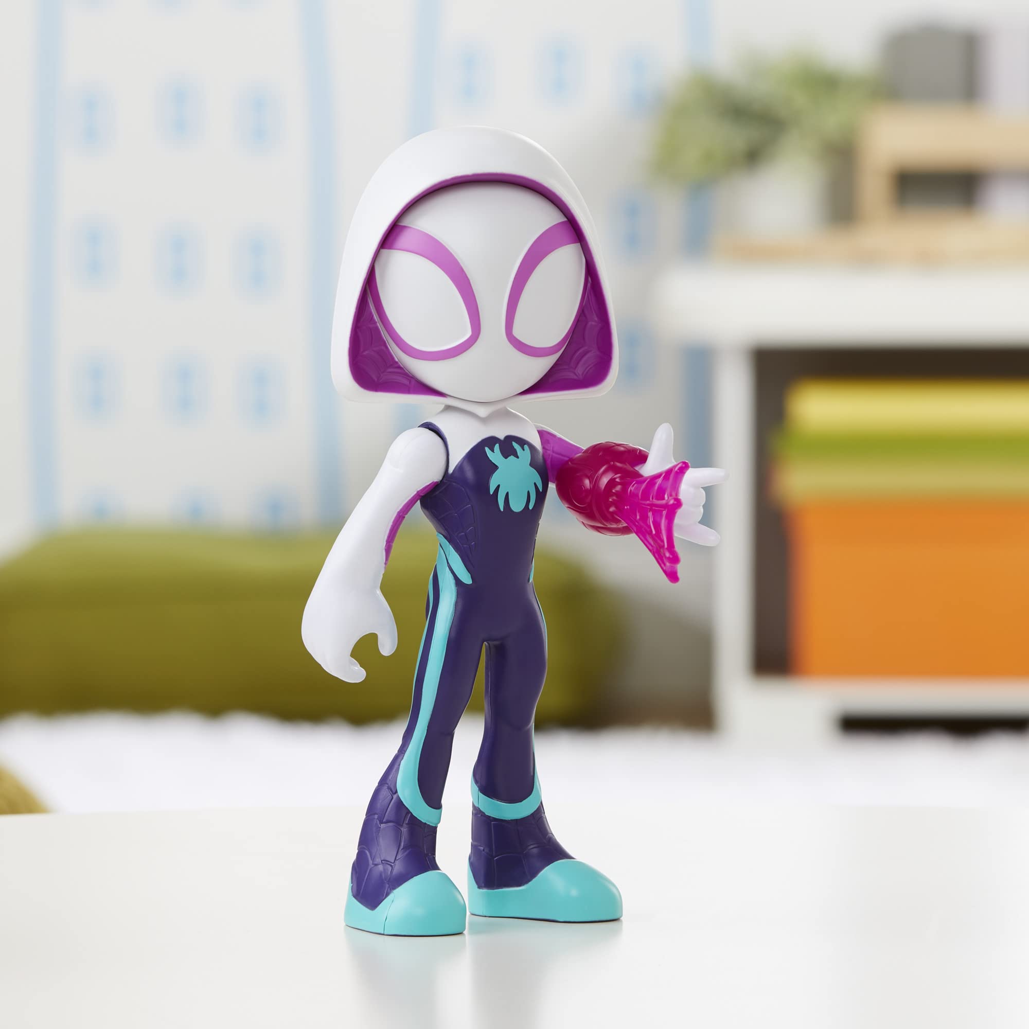 marvel-spidey-ghost-spider-figurine-22-5-cm-blanc-violet-3-ans image 5