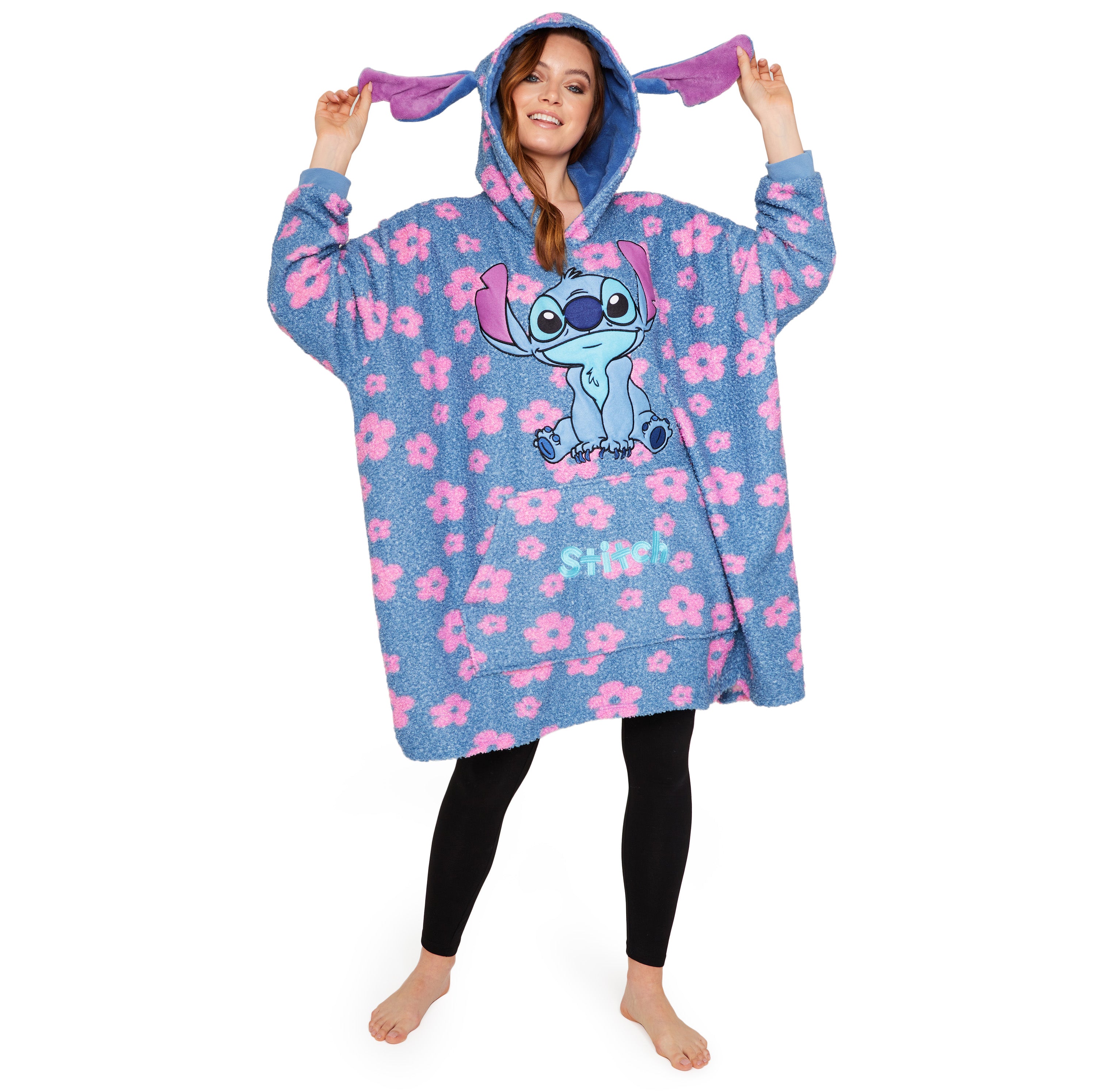 disney-stitch-sweat-plaid-femme-oversize-capuche-sherpa image 1