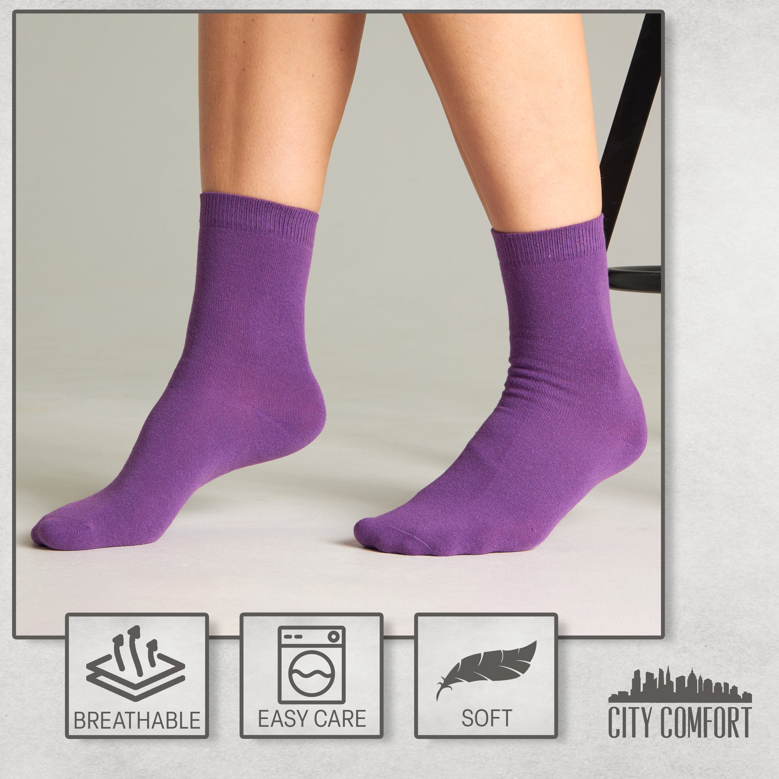 get-trend-citycomfort-chaussettes-femme-unies-lot-6-coton image 5