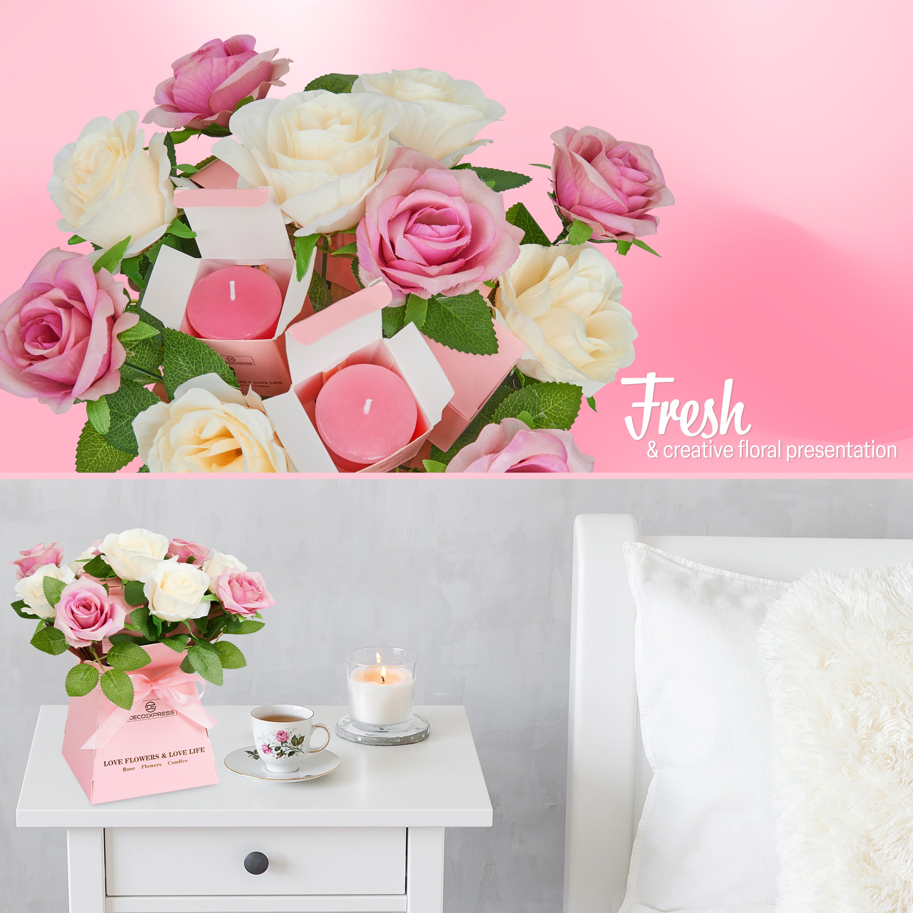 deco-express-coffret-bouquet-roses-bougies-rose image 6