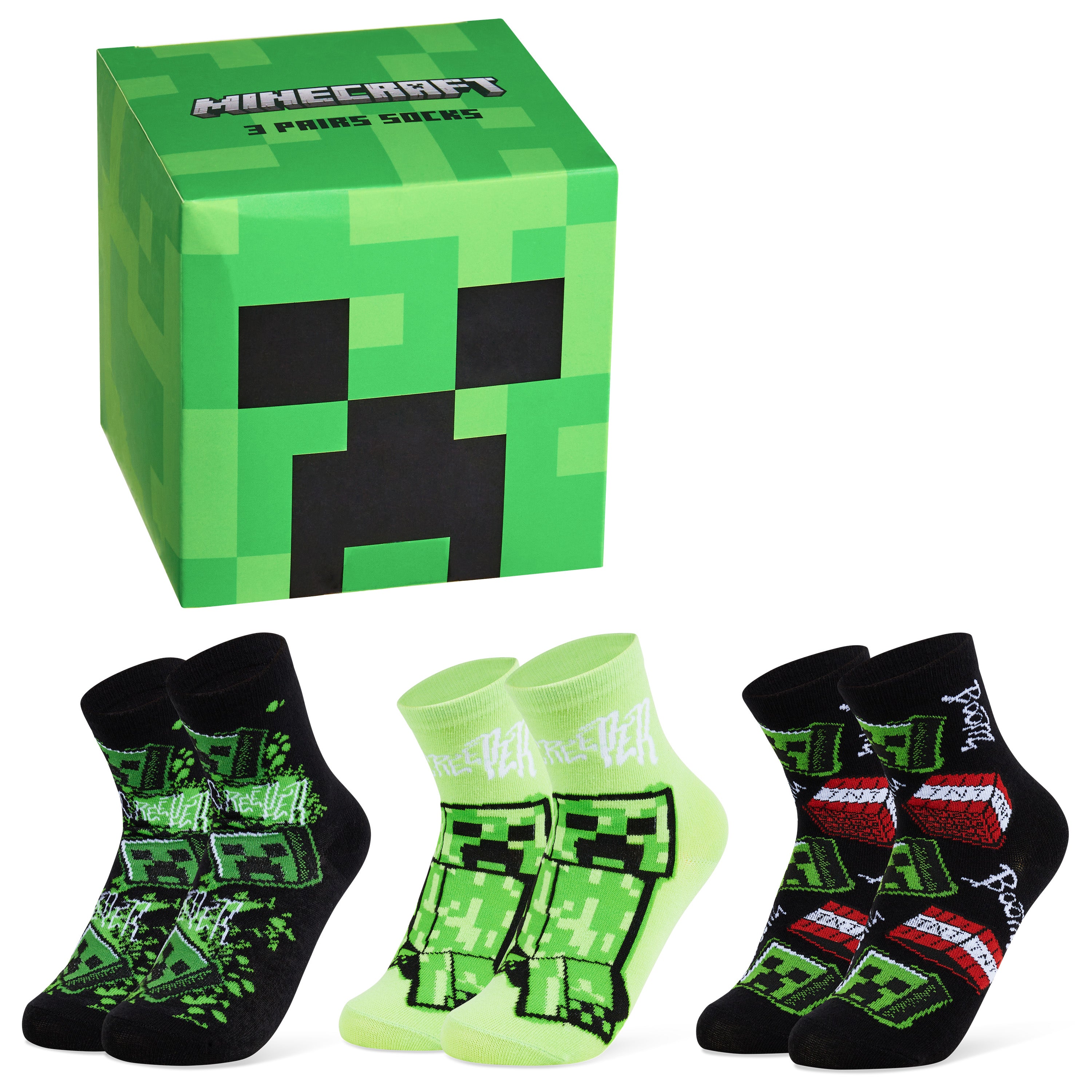 minecraft-creeper-chaussettes-mi-mollet-gar-on-lot-5-coton image 1