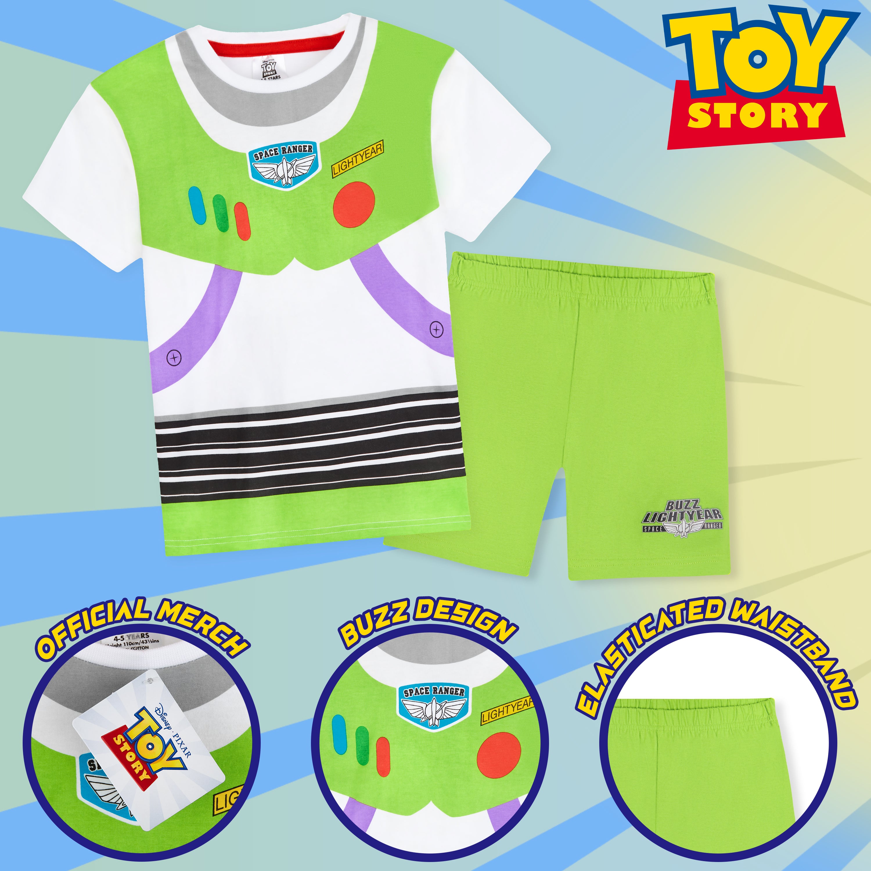 disney-toy-story-pyjama-court-gar-on-buzz-5-6-ans-coton image 2