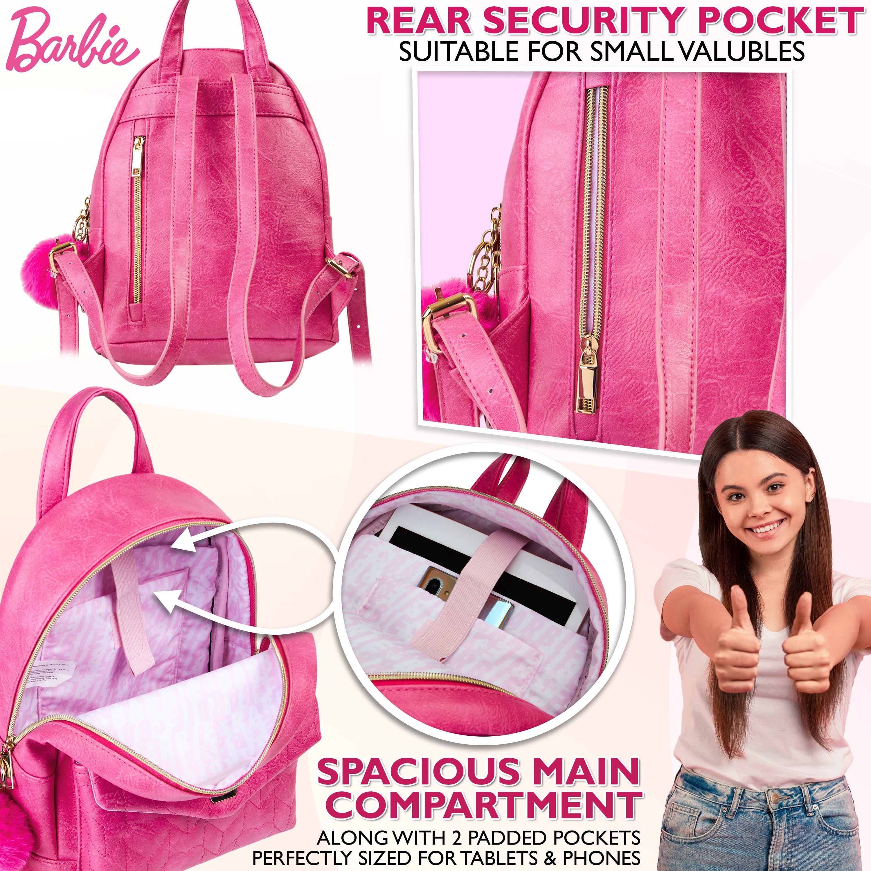 barbie-sac-dos-femme-similicuir-rose-bretelles-r-glables image 5