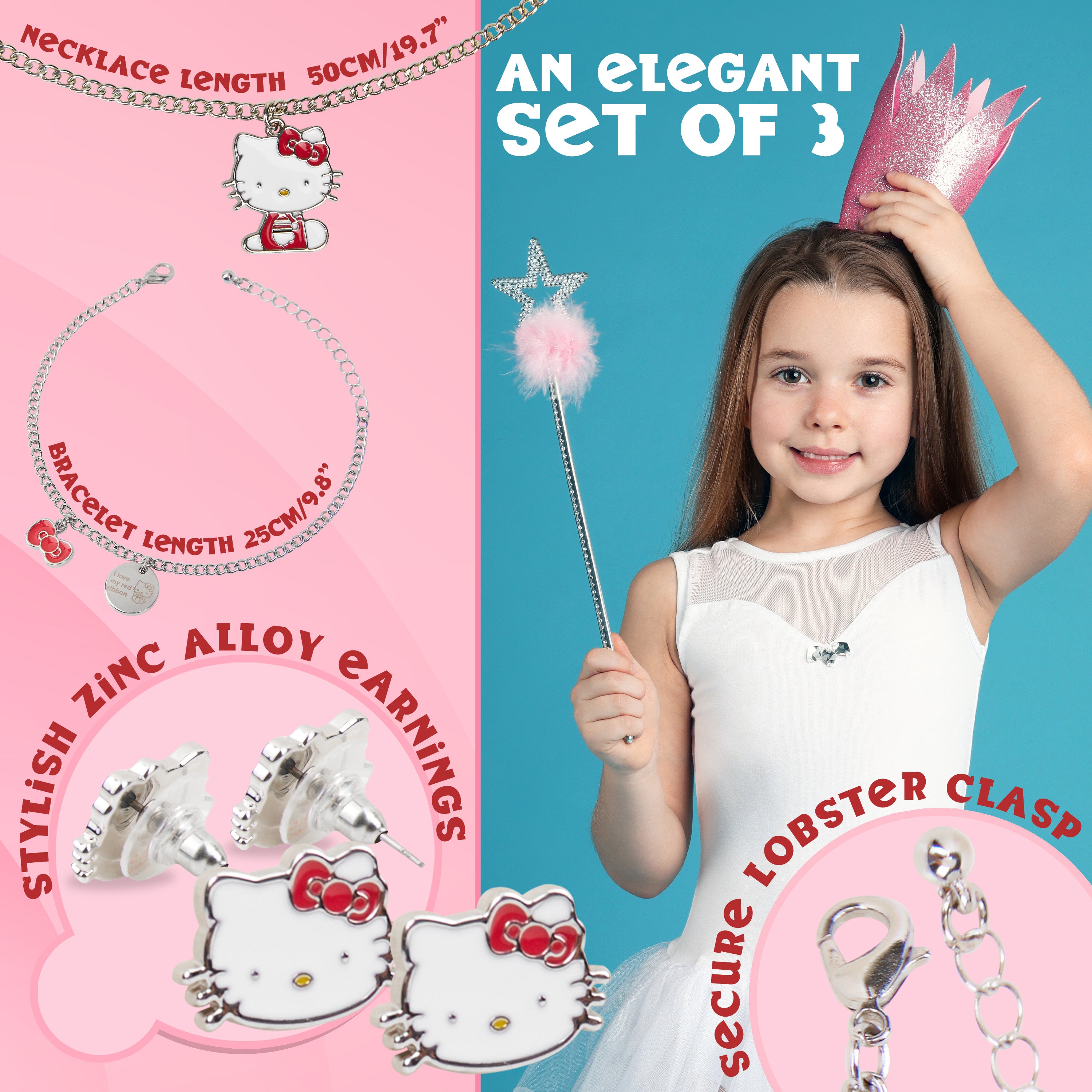 hello-kitty-girls-parure-bijoux-fille-argent-3-pi-ces image 6
