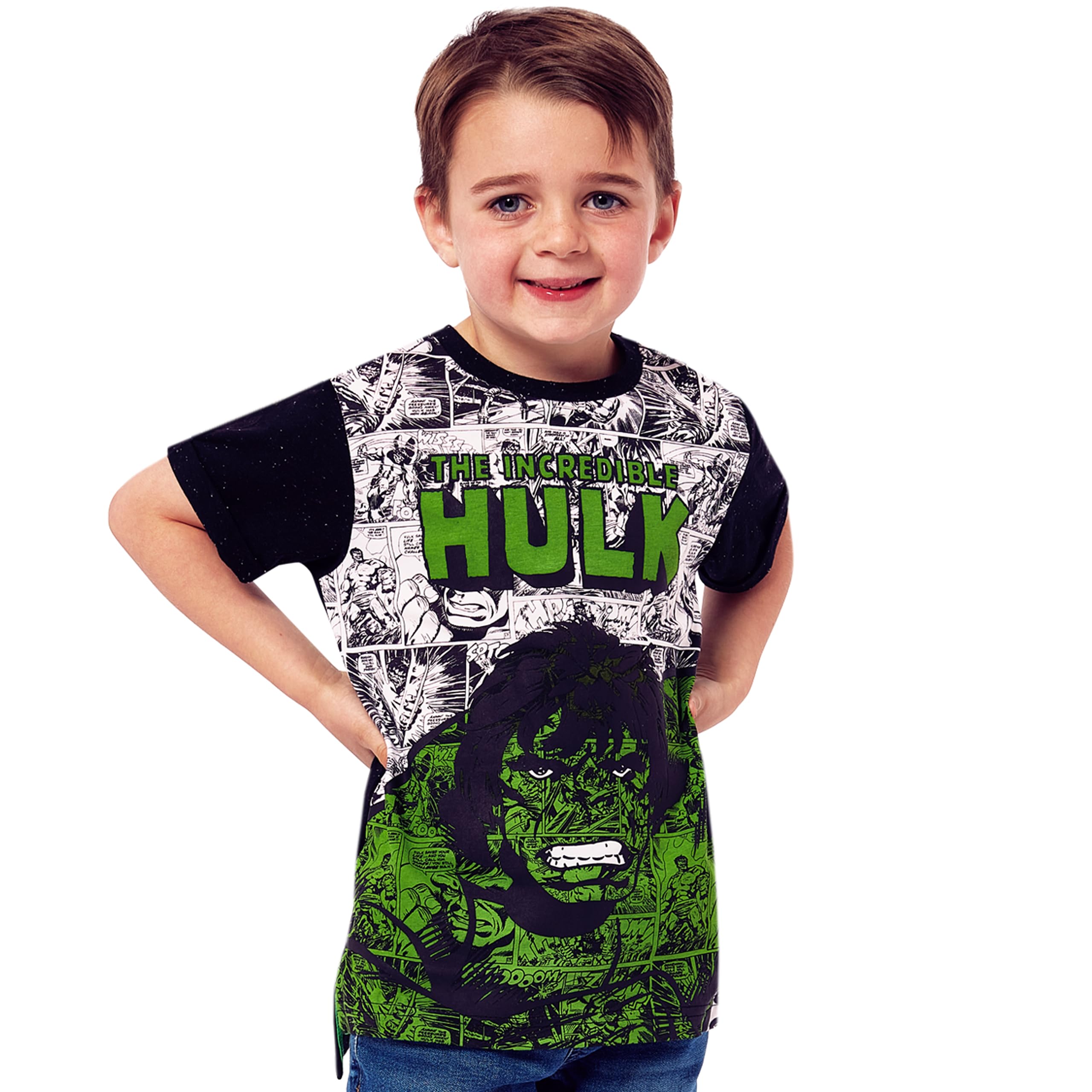 marvel-hulk-t-shirt-gar-on-7-8-ans-manches-courtes-vert-coton image 2