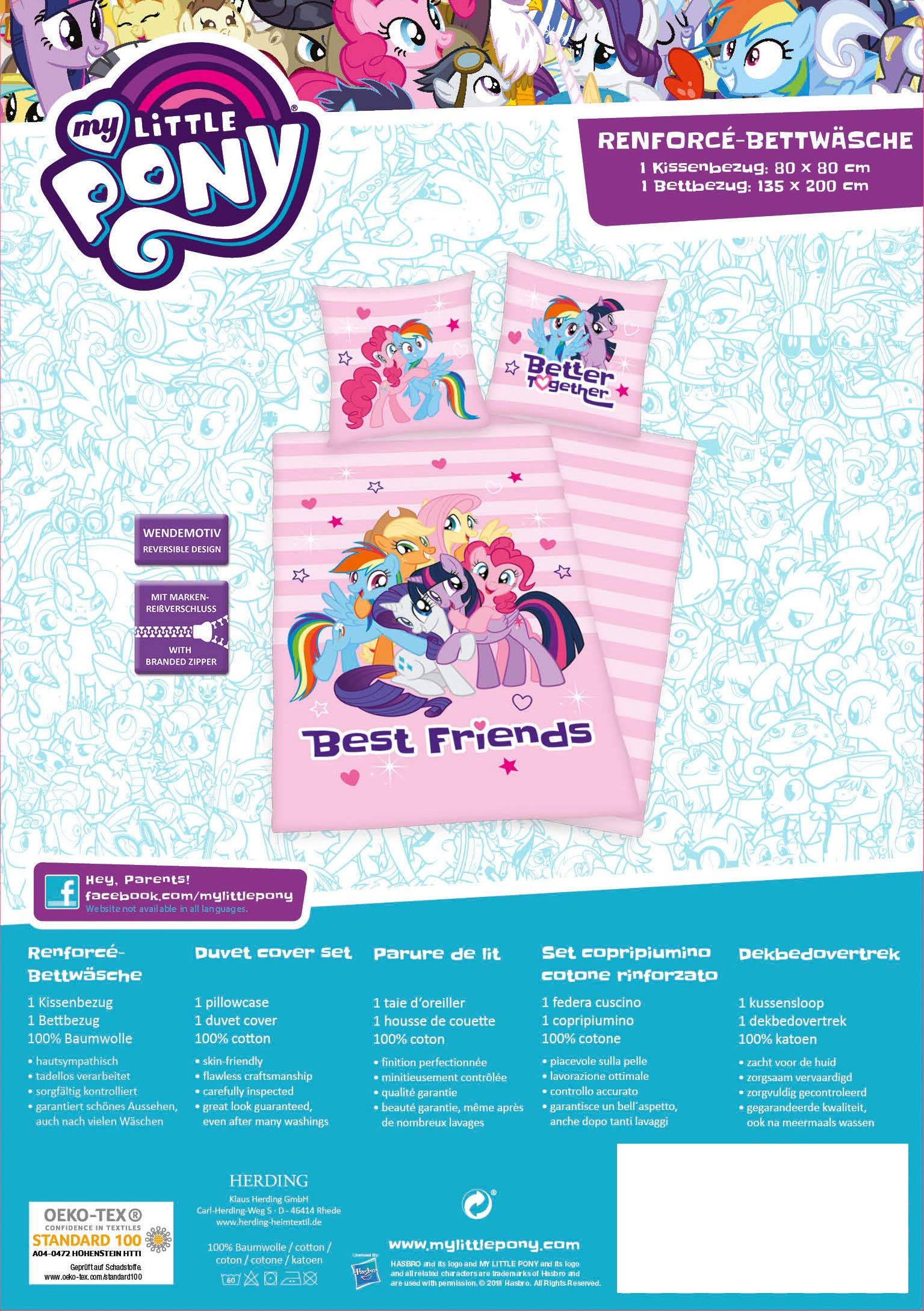 my-little-pony-parure-de-lit-r-versible-135x200-cm-rose-coton image 6