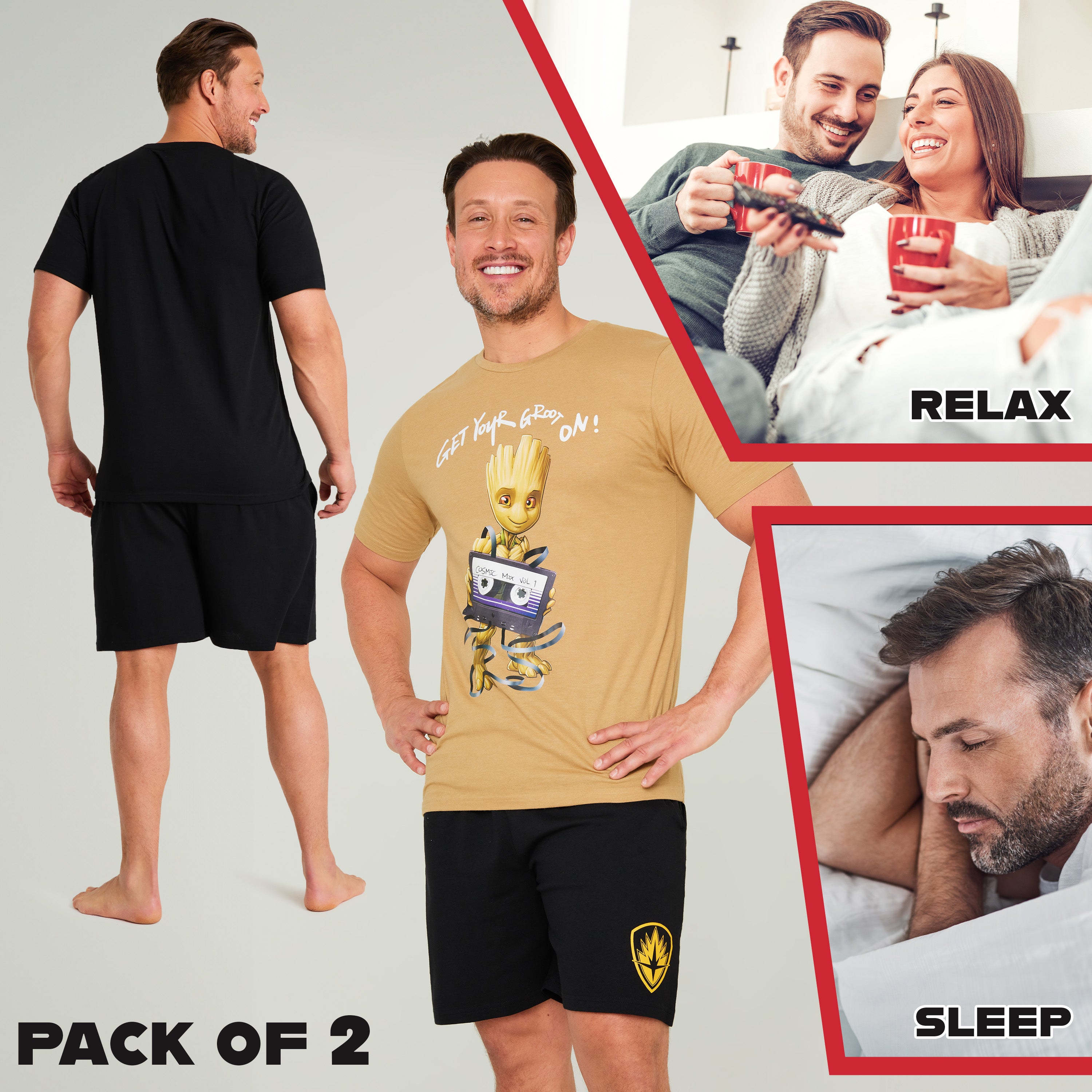 marvel-pyjama-court-homme-groot-lot-2-coton image 4