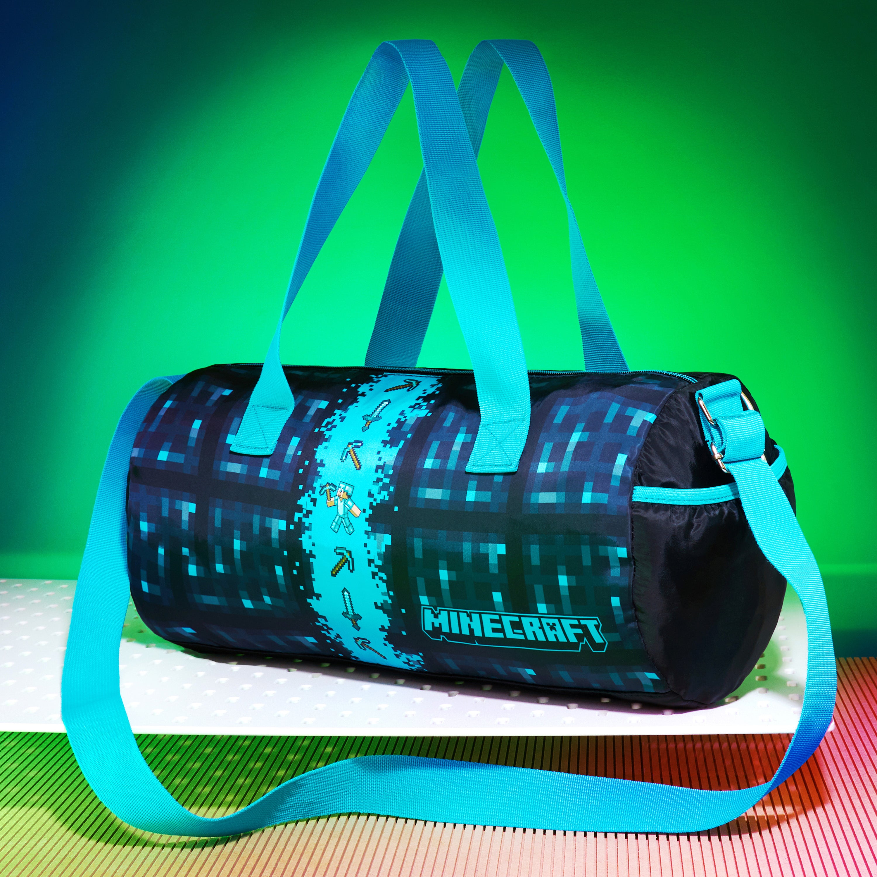 minecraft-creeper-sac-sport-bleu-41x19x18cm-enfant image 5