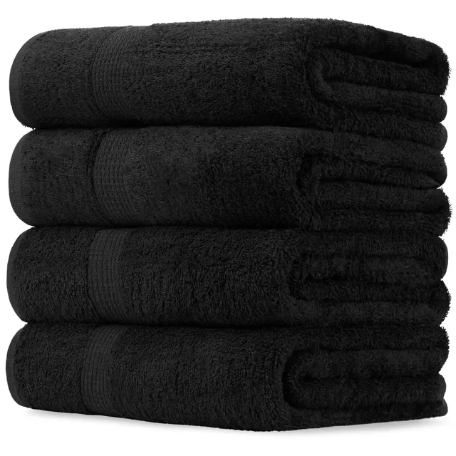 get-trend-citycomfort-serviettes-de-bain-coton-lot-4-noir-550-gsm image 1