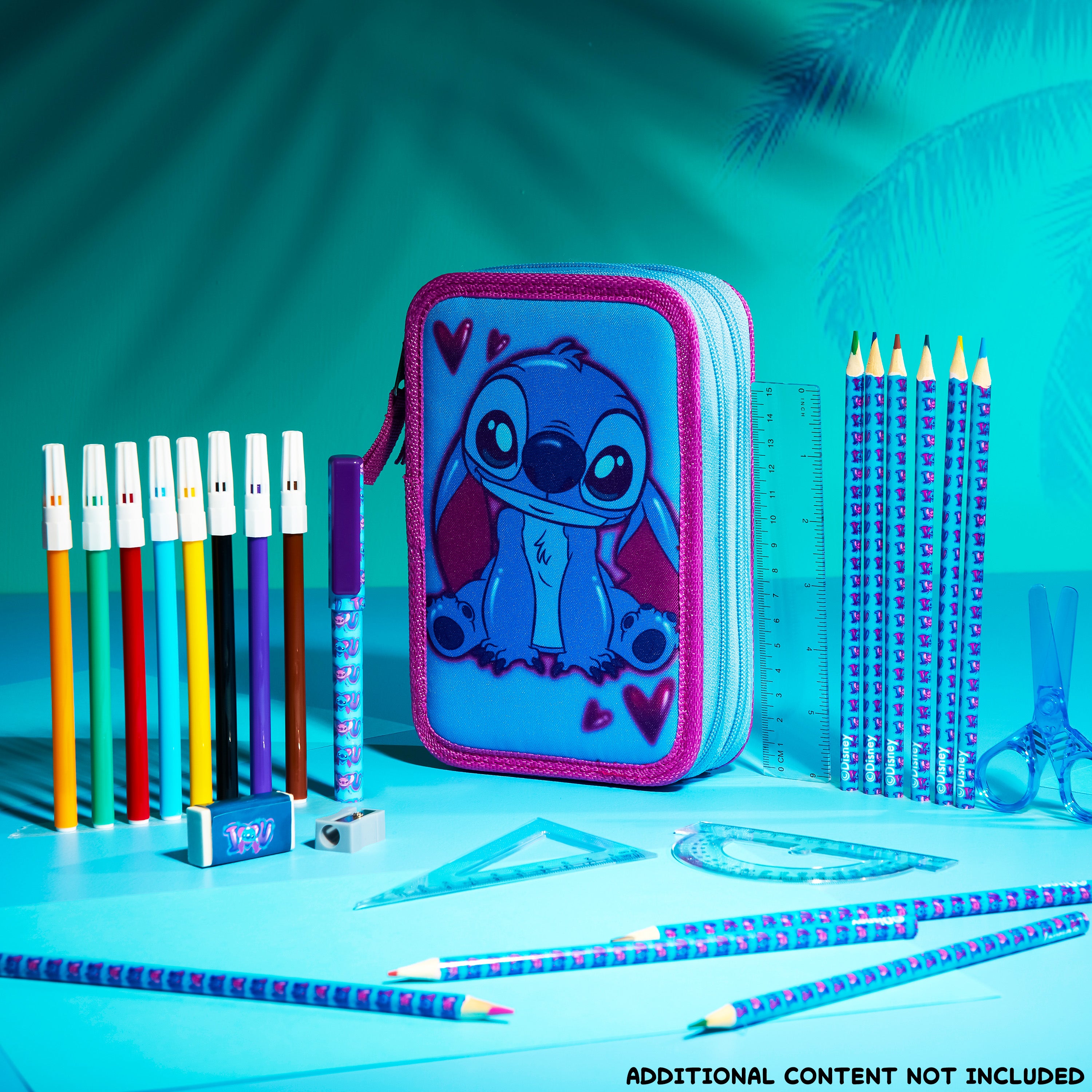disney-trousse-garnie-enfant-stitch-feutres-crayons-fille image 2