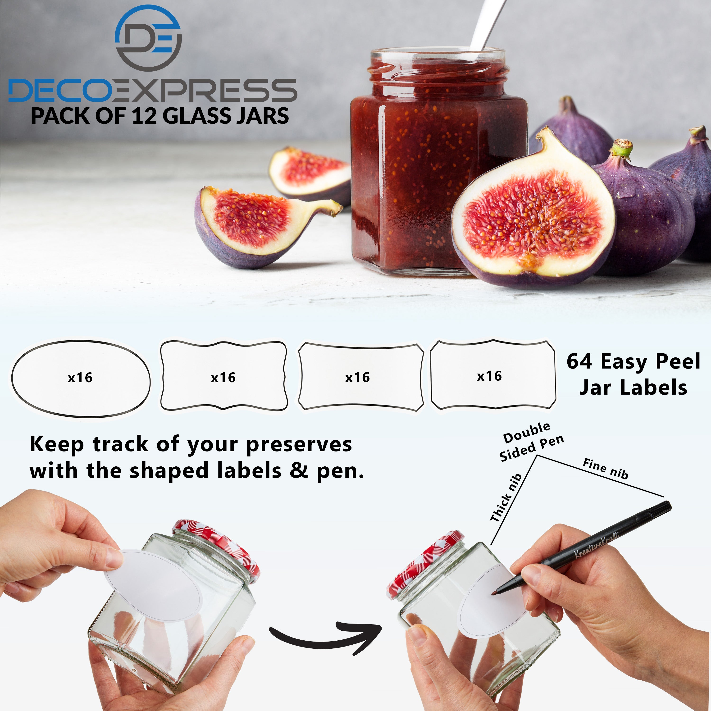 deco-express-bocaux-en-verre-confiture-rouge-12-x-500-ml-herm-tiques image 2