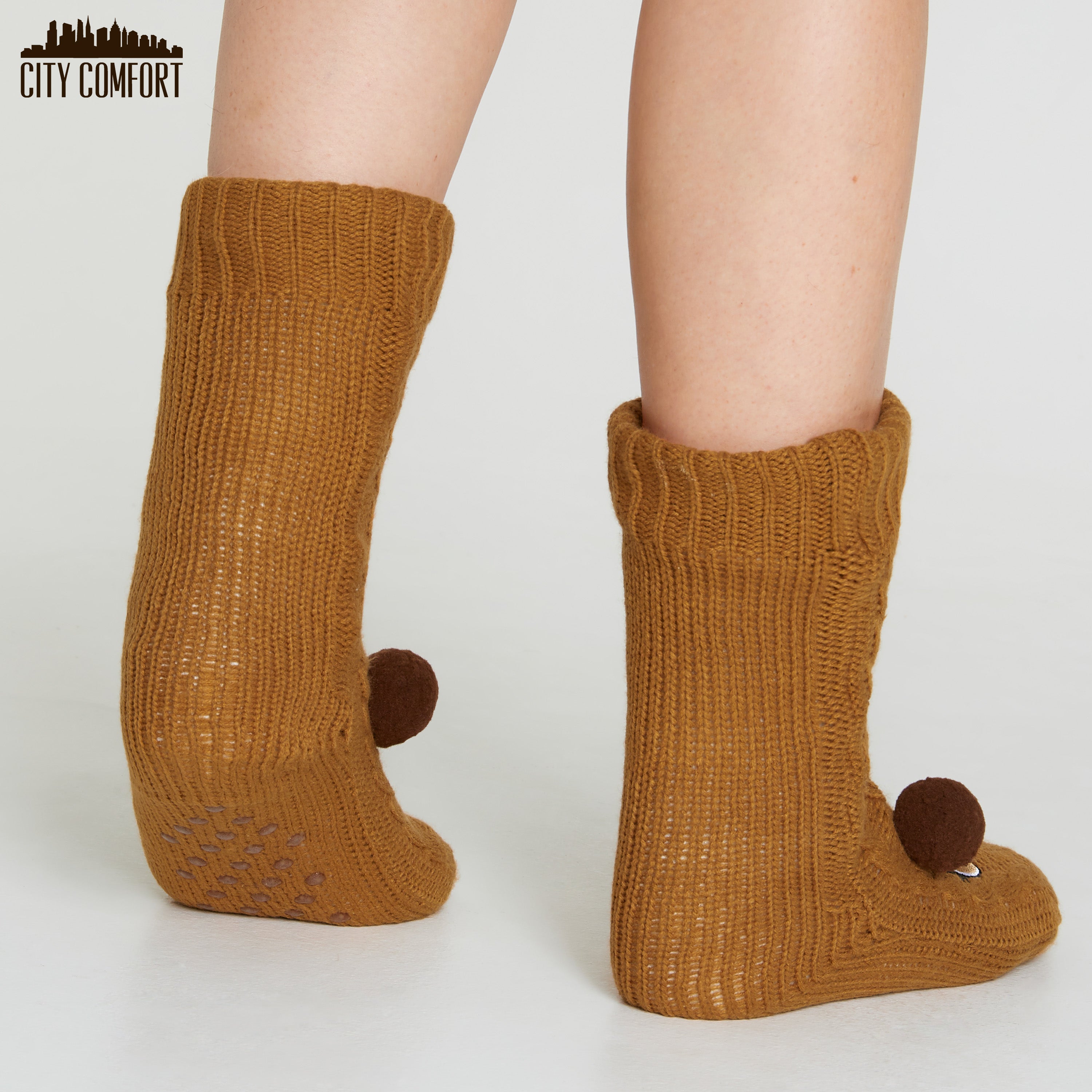 citycomfort-women-ours-brun-chaussettes-pilou-antid-rapantes image 3