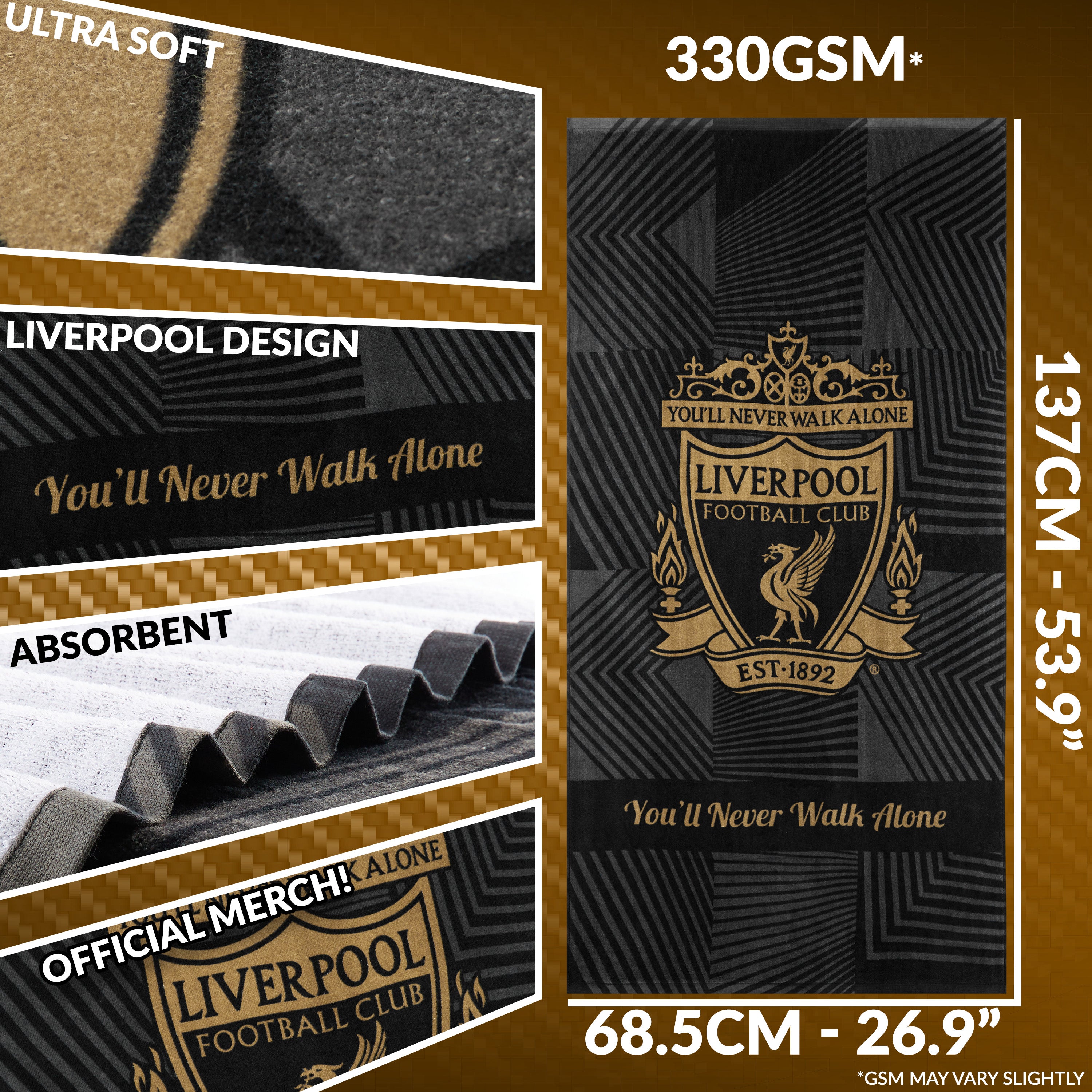 liverpool-f-c-serviette-bain-coton-137x69-noire image 6