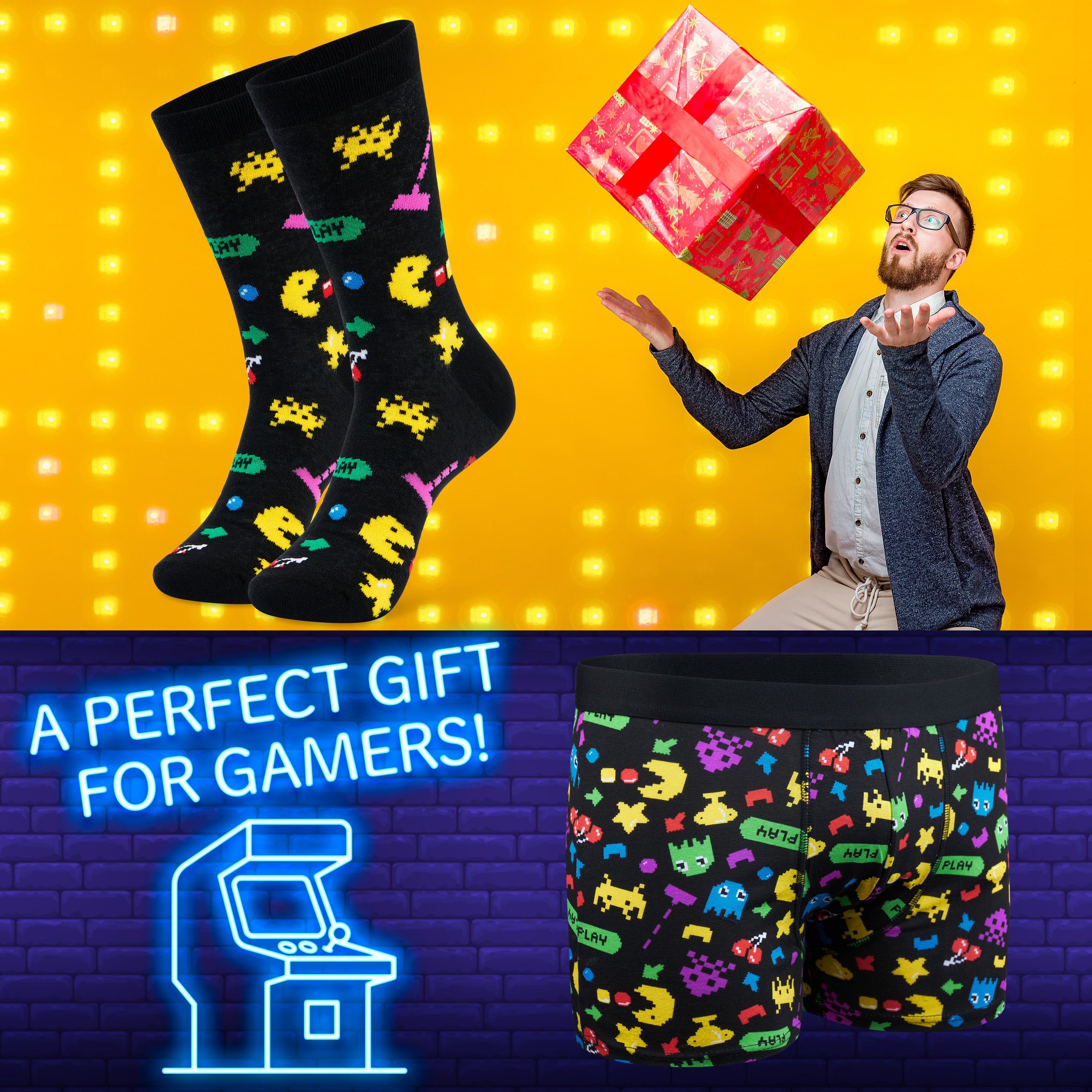 get-trend-men-packman-boxer-chaussettes-homme-taille-m-coton image 3