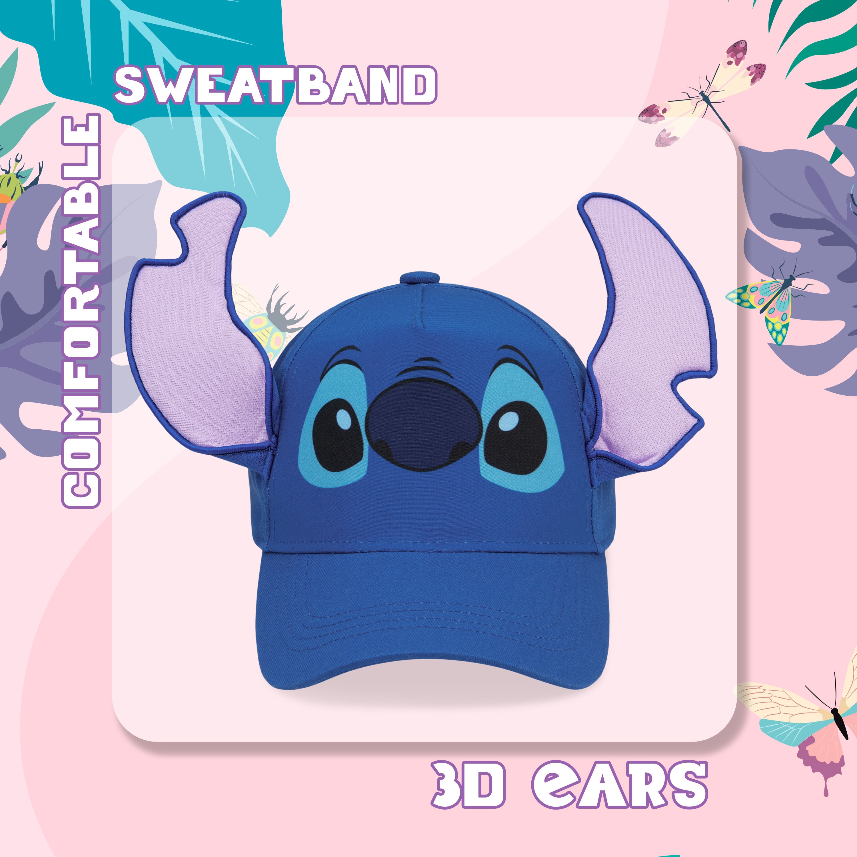 disney-stitch-casquette-fille-bleue-3d-oreilles-coton image 4