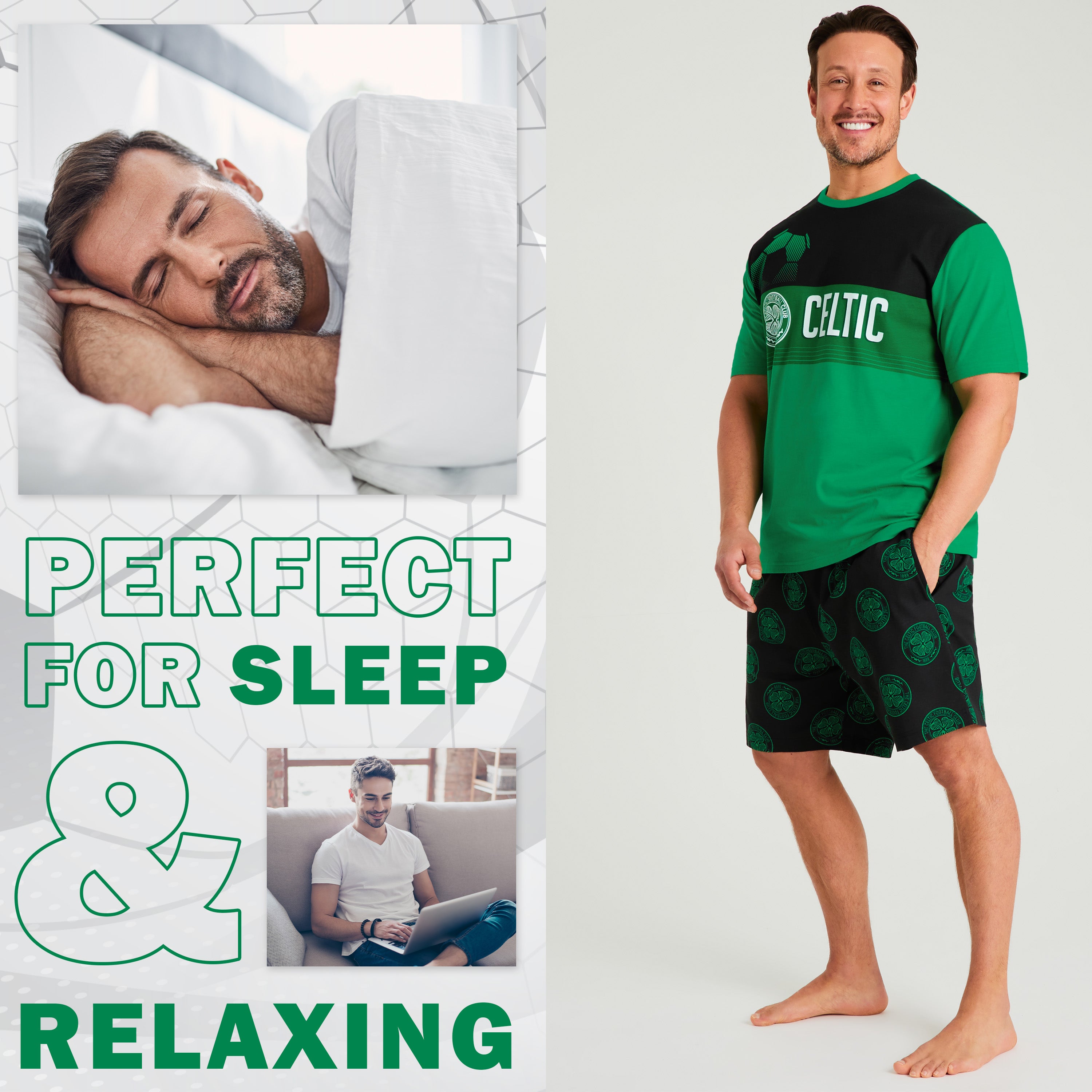 celtic-fc-pyjama-short-homme-vert-noir-coton image 3