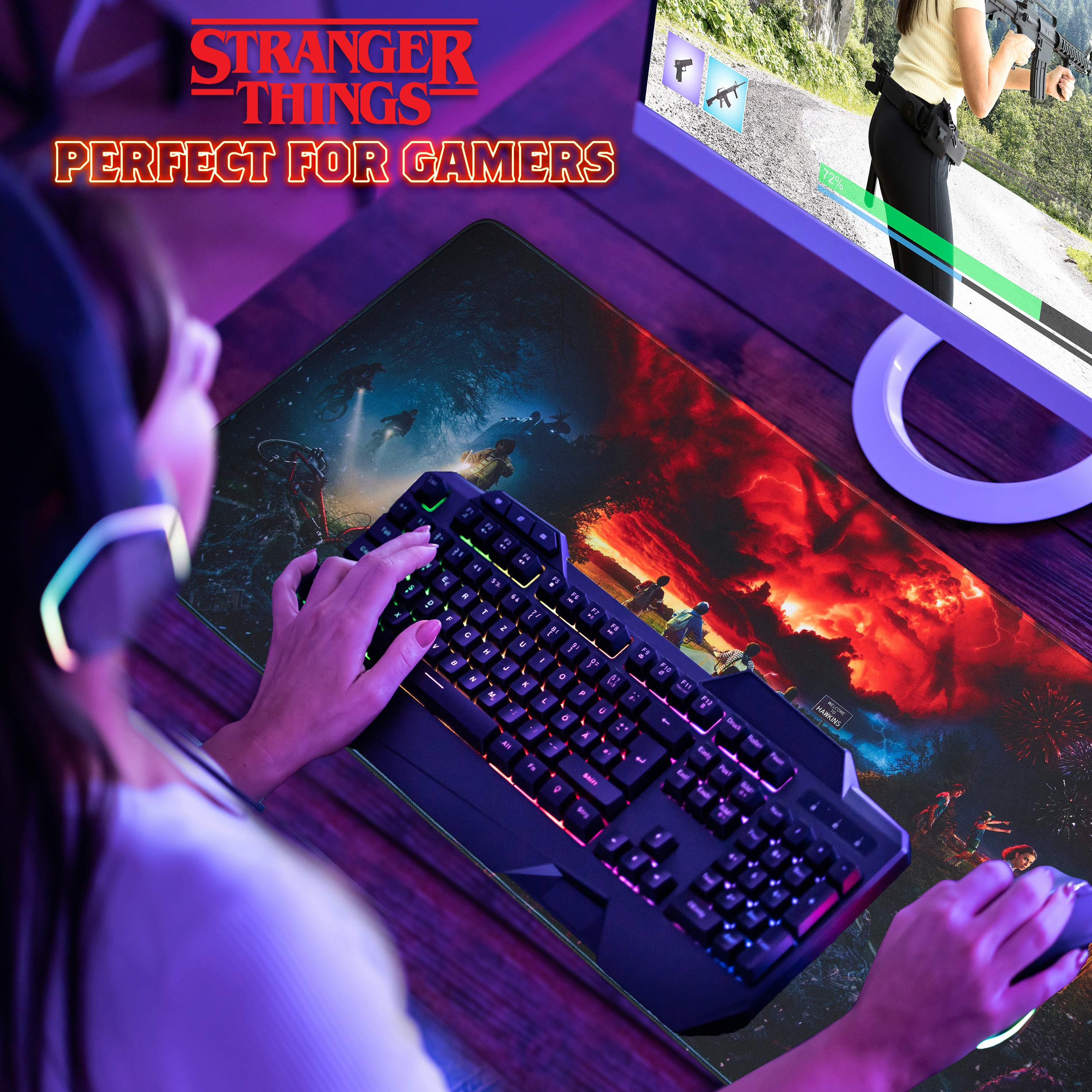 get-trend-home-stranger-things-tapis-de-souris-xxl-80x36cm-noir image 2