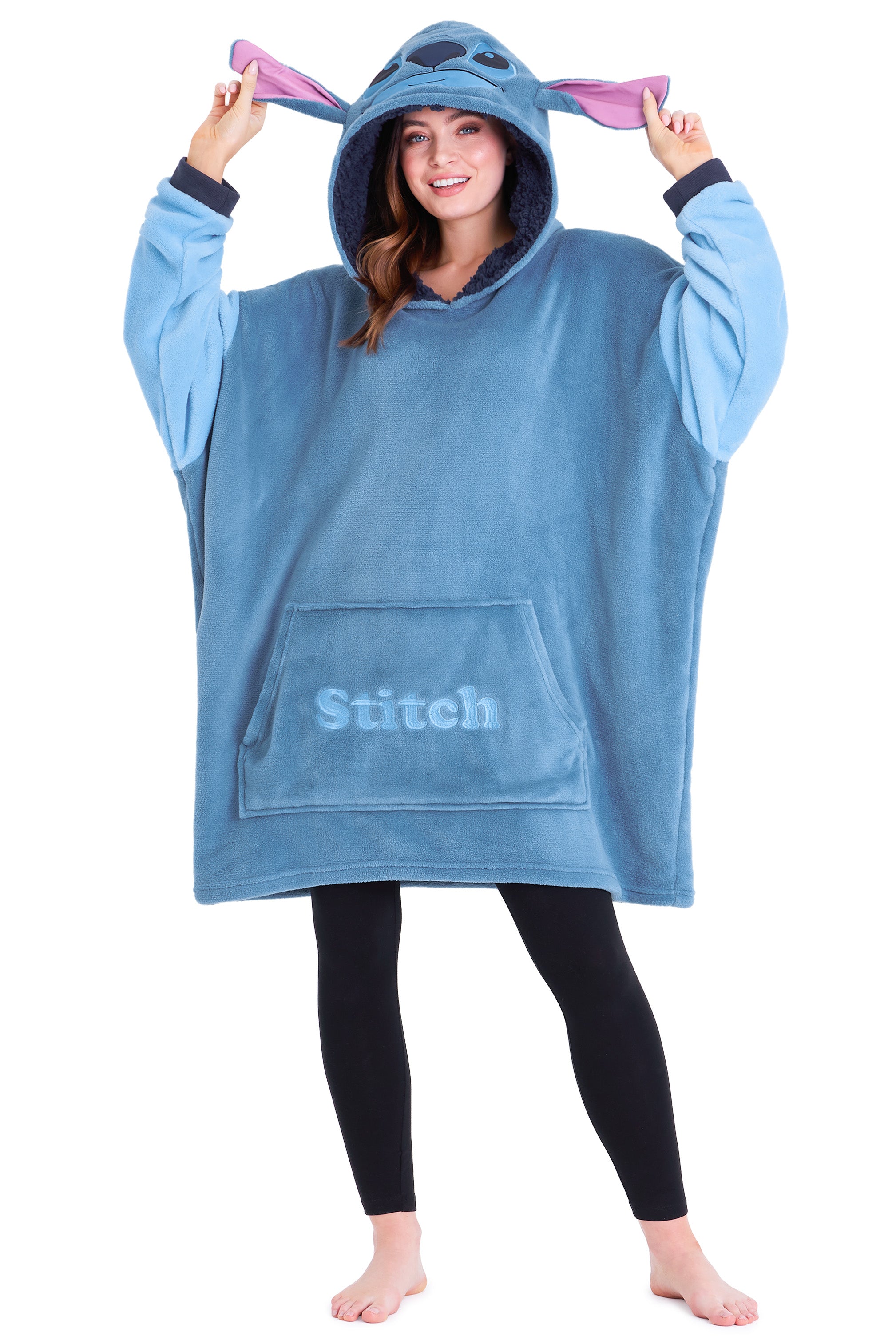 disney-stitch-sweat-plaid-capuche-femme-bleu-polaire image 1