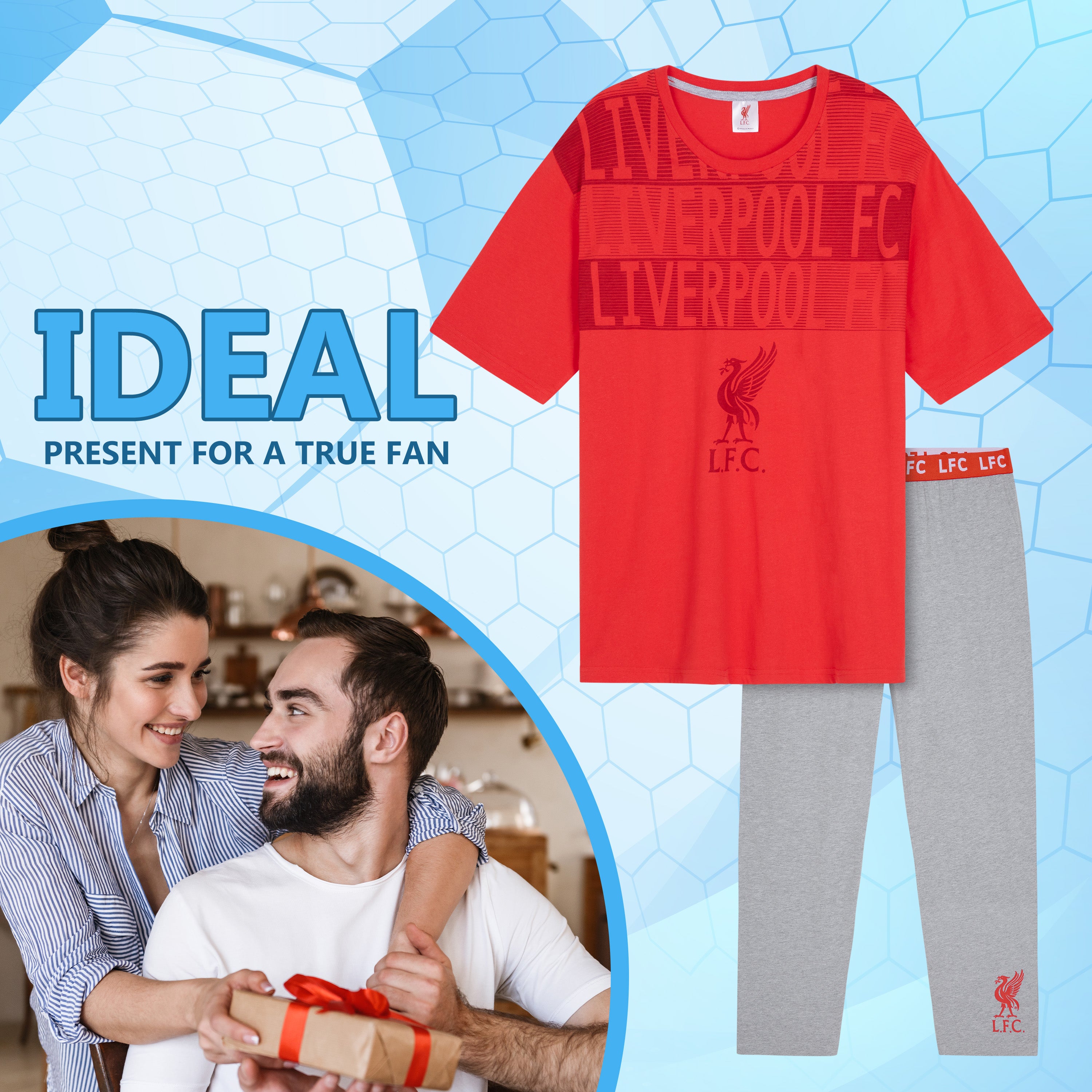 liverpool-fc-pyjama-homme-coton-rouge-gris-manches-courtes image 3