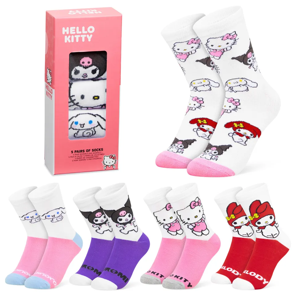 hello-kitty-lot-5-chaussettes-femme-coton-mi-mollet-ado image 1