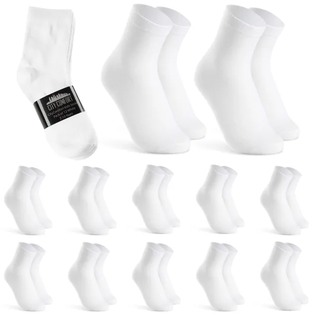 citycomfort-boys-chaussettes-mi-mollet-blanc-lot-de-12-coton image 1