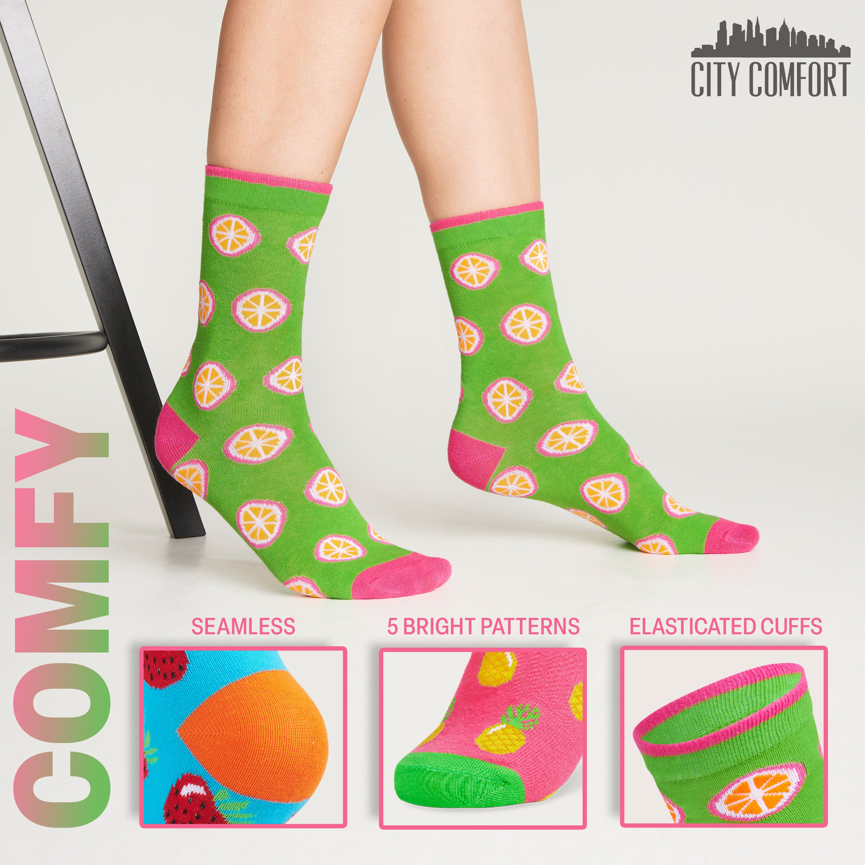 get-trend-citycomfort-chaussettes-femme-lot-5-paires-fantaisie image 5