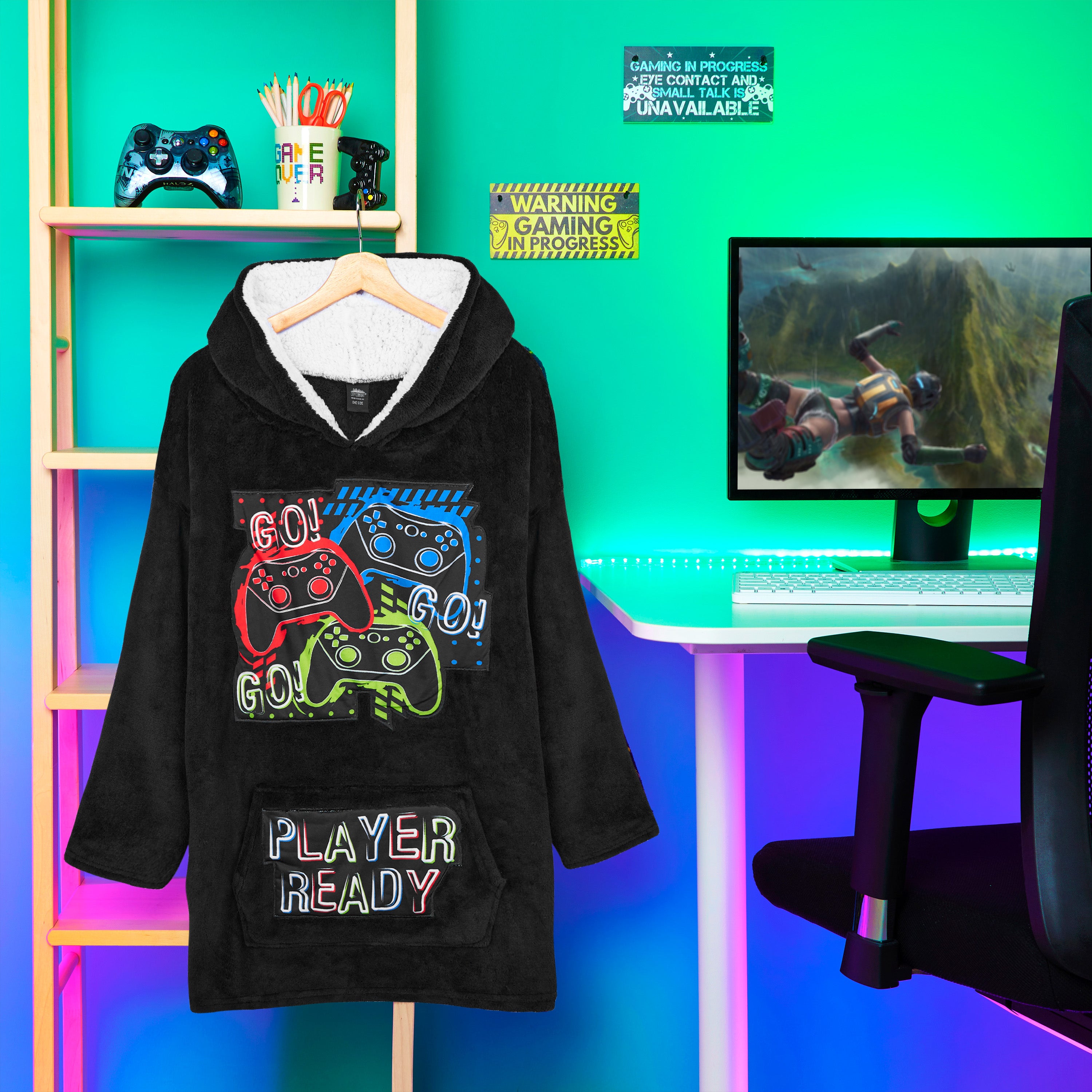 citycomfort-gamer-plaid-sweat-capuche-polaire-enfant-ado image 2