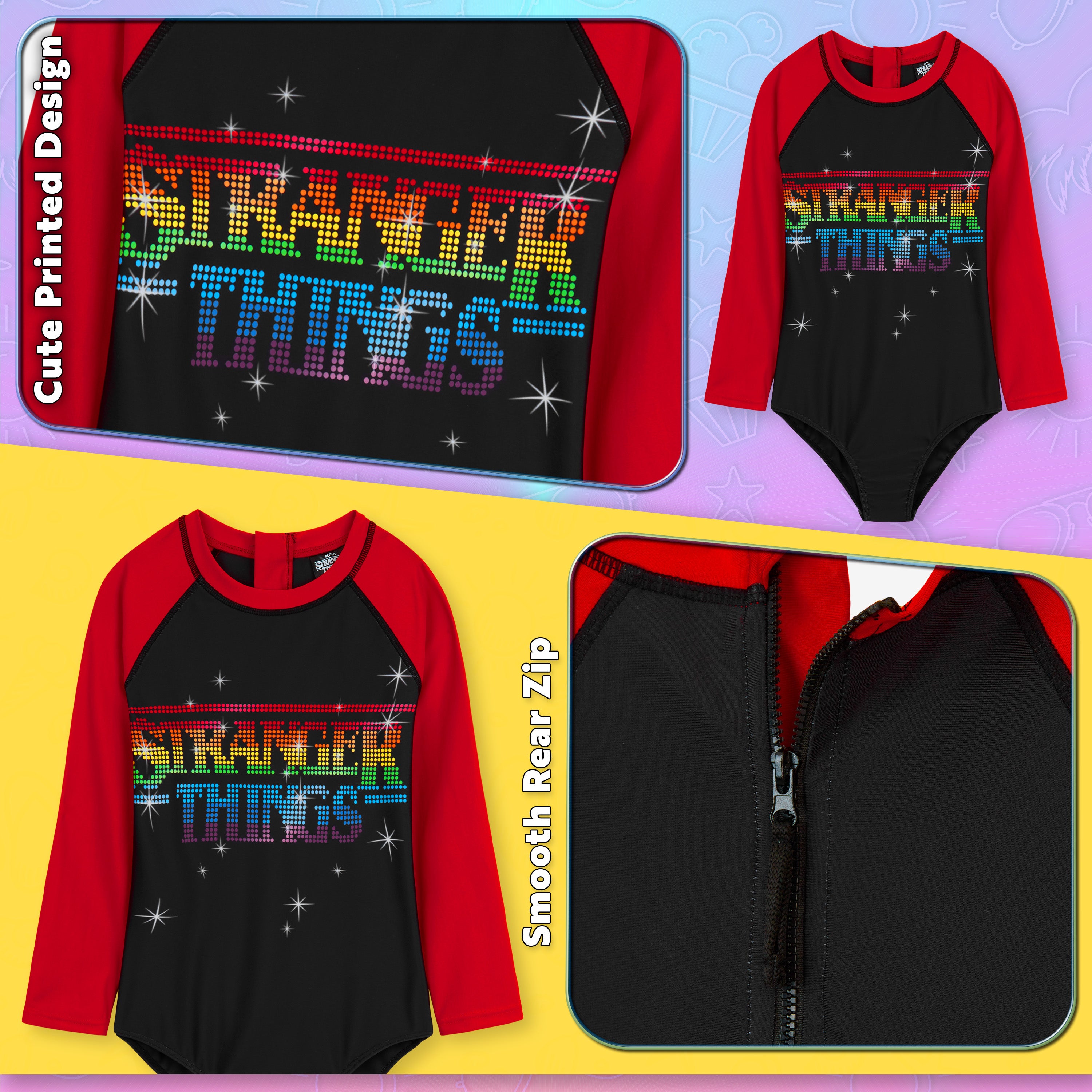 stranger-things-maillot-de-bain-1-pi-ce-fille-manches-longues-9-10-ans image 5