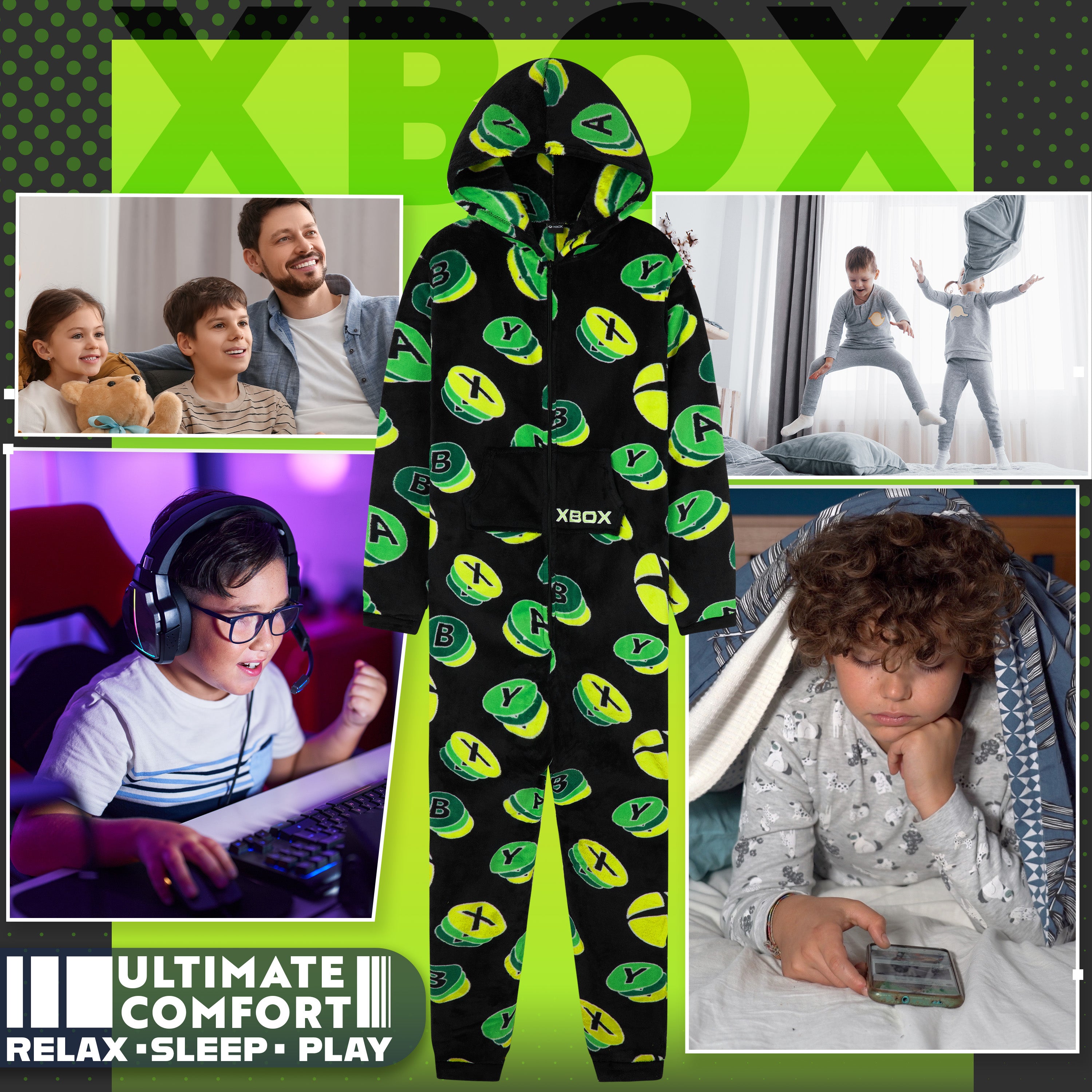 xbox-combinaison-pyjama-polaire-gar-on-capuche-13-14-ans image 2