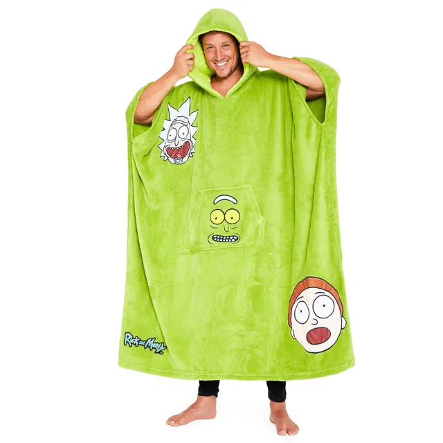 rick-and-morty-sweat-plaid-capuche-sherpa-taille-unique-polaire image 1