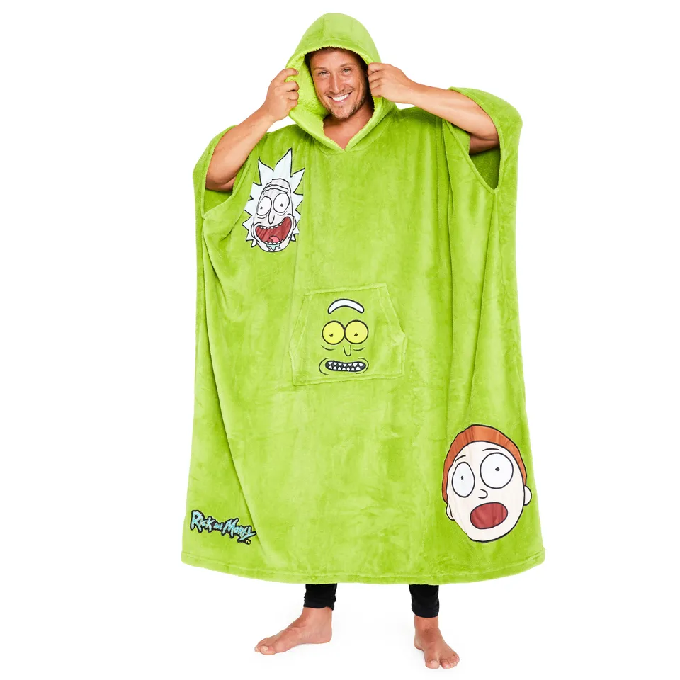 rick-and-morty-sweat-plaid-capuche-sherpa-taille-unique-polaire image 1