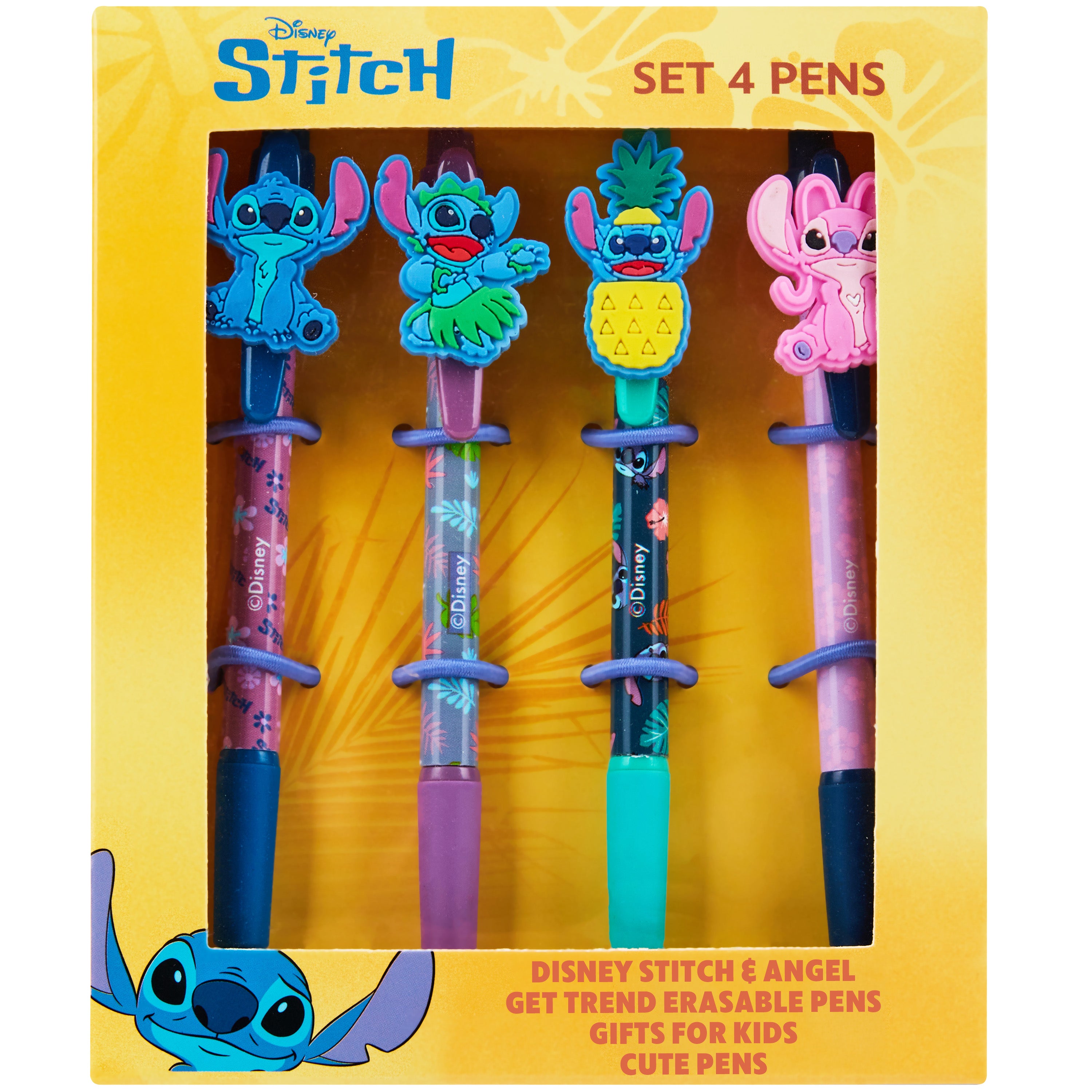 disney-stitch-set-4-stylos-bille-noirs-3d image 1
