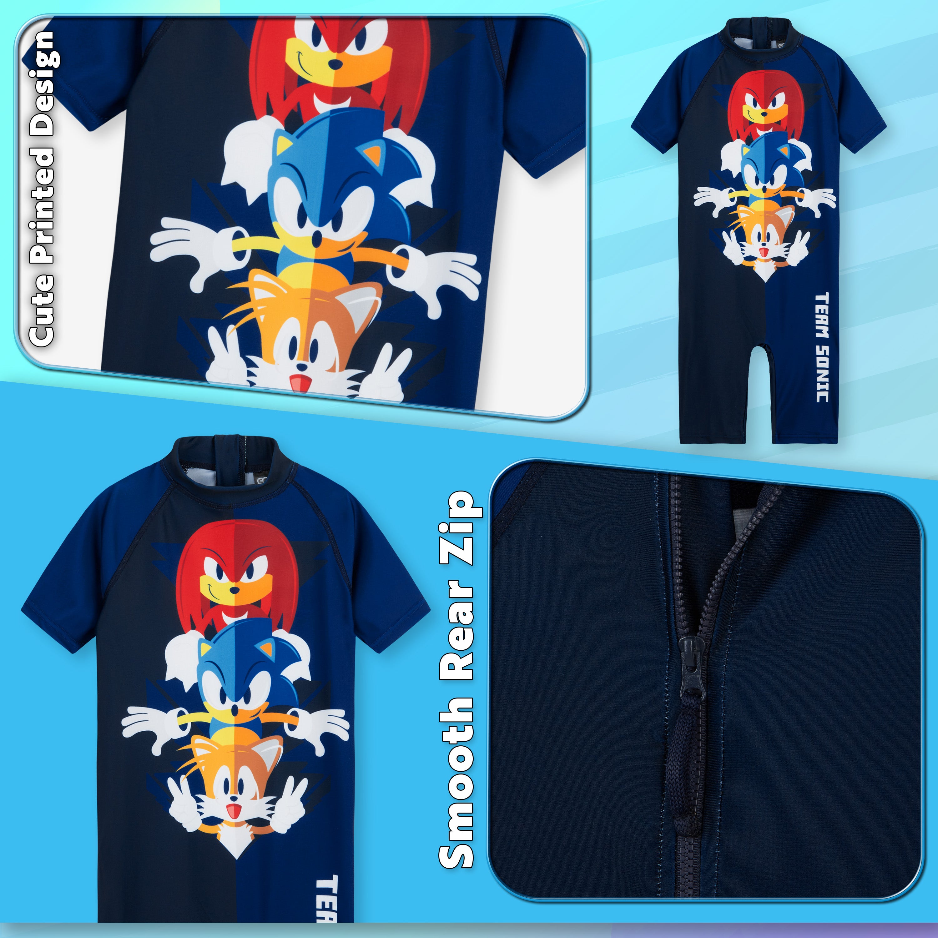 sonic-maillot-de-bain-gar-on-manches-courtes-zip-3-4-ans image 5