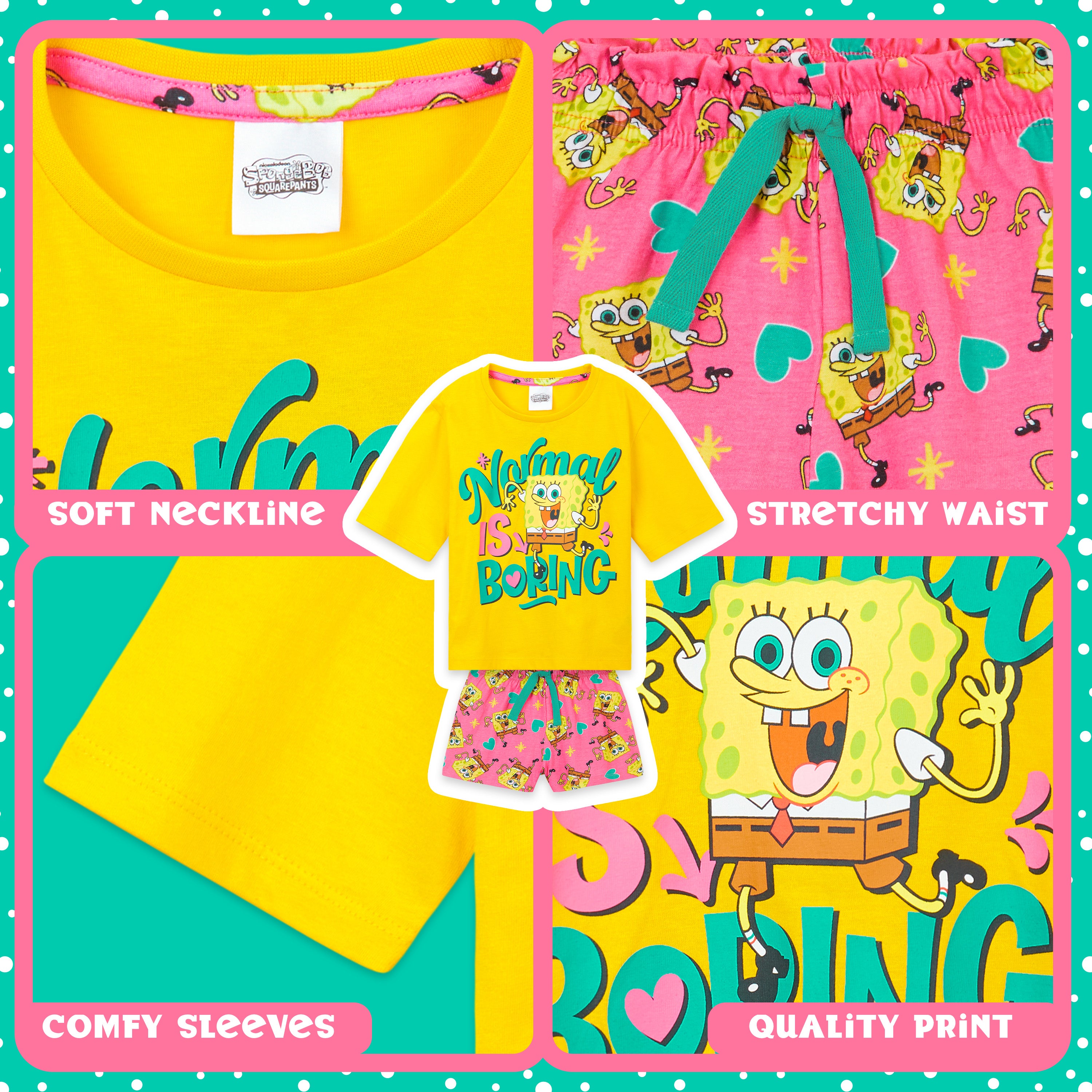 pyjama-bob-l-ponge-fille-t-shirt-short-coton-7-8-ans image 4