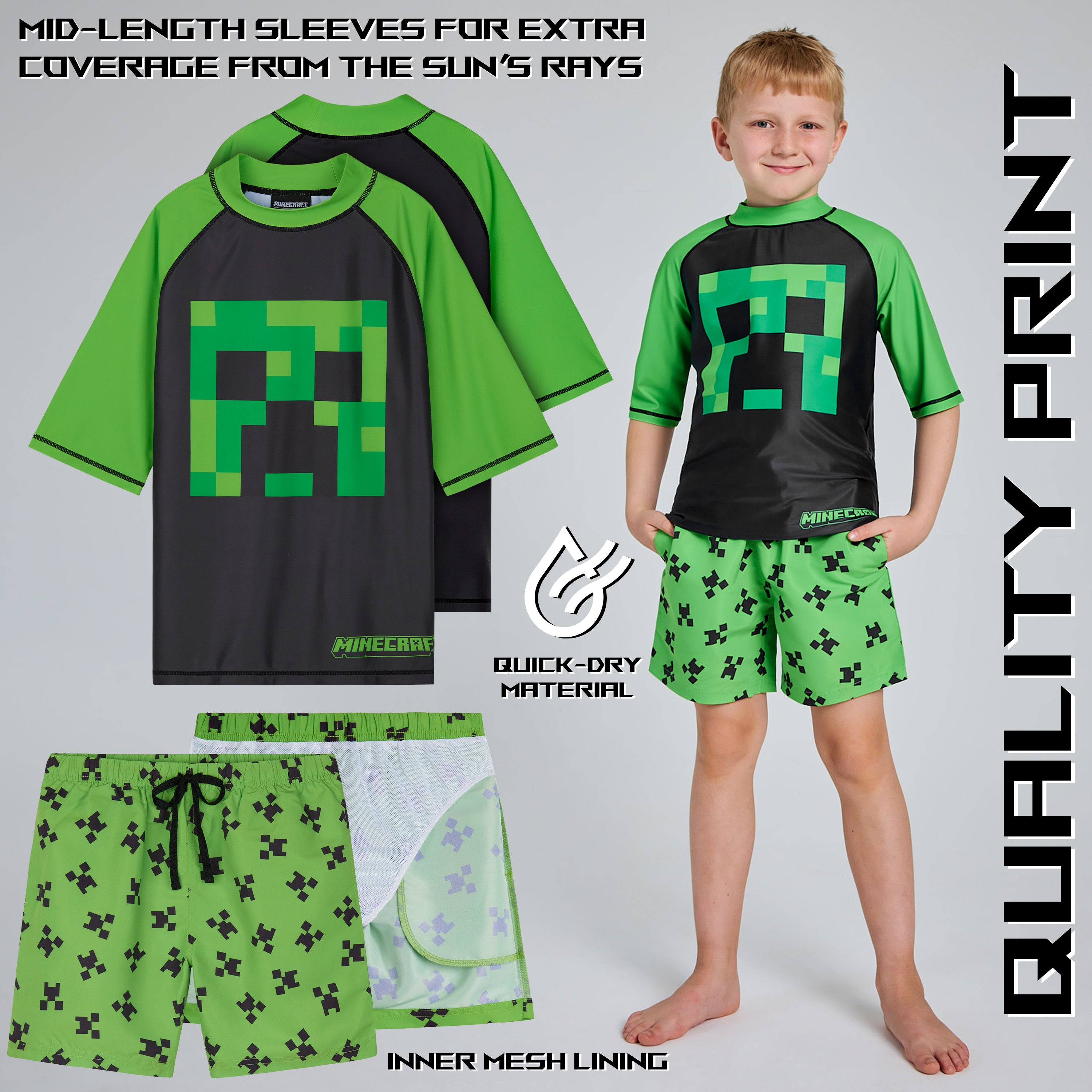 minecraft-maillot-bain-gar-on-2-pi-ces-creeper-7-8-ans image 3