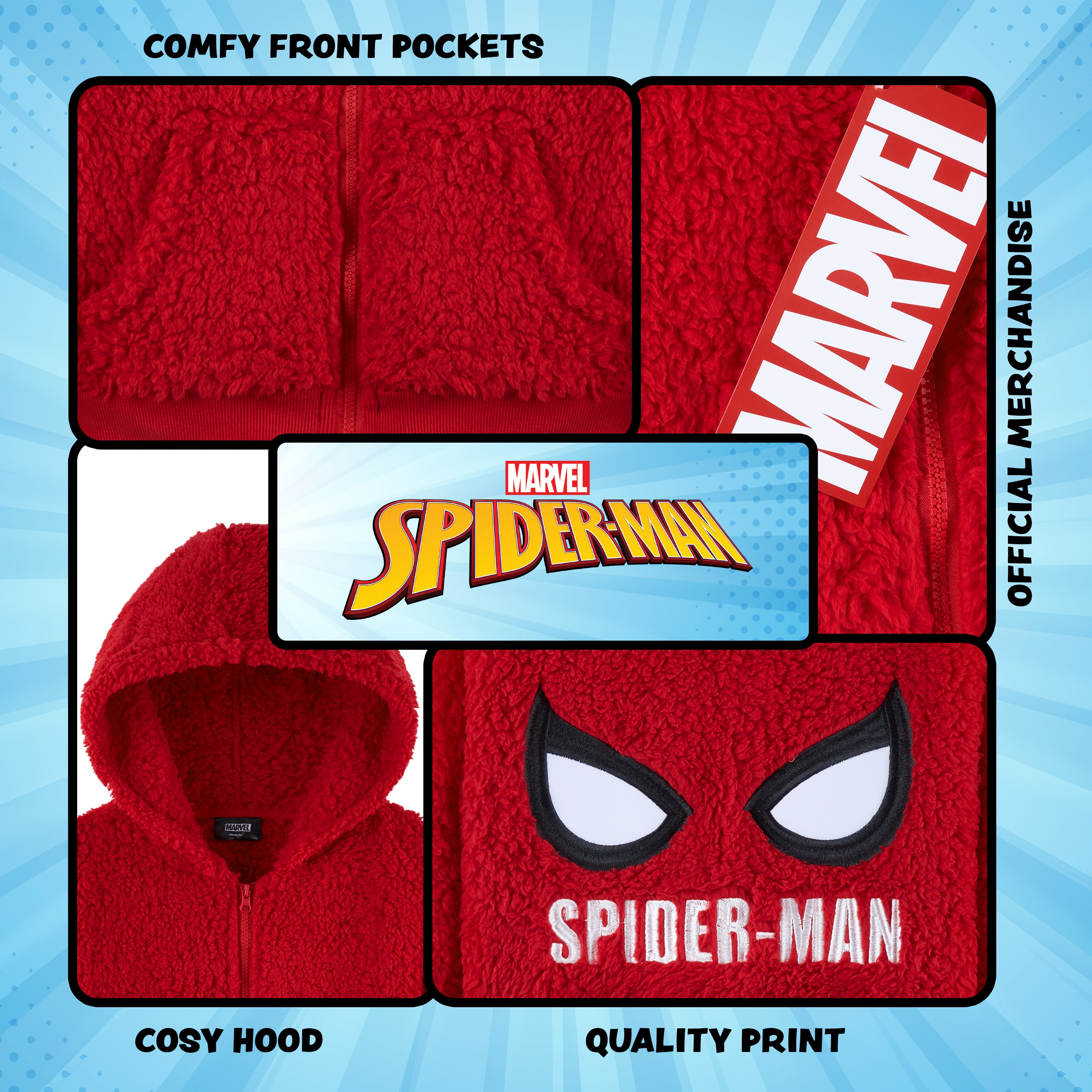 marvel-spiderman-sweat-zipp-sherpa-rouge-gar-on-7-8-ans image 5