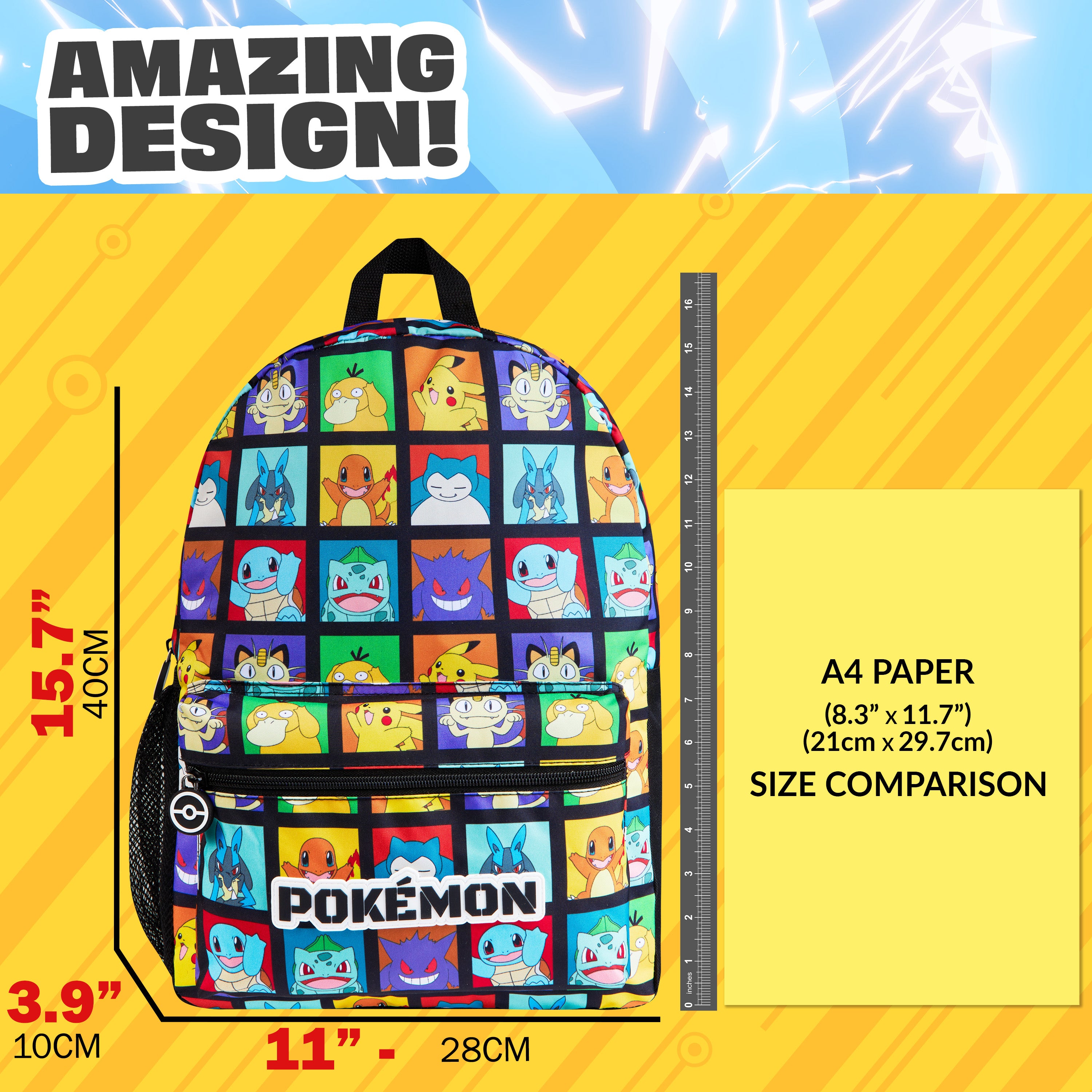 pok-mon-sac-dos-pikachu-enfant-40cm-poches-zipp-es image 2